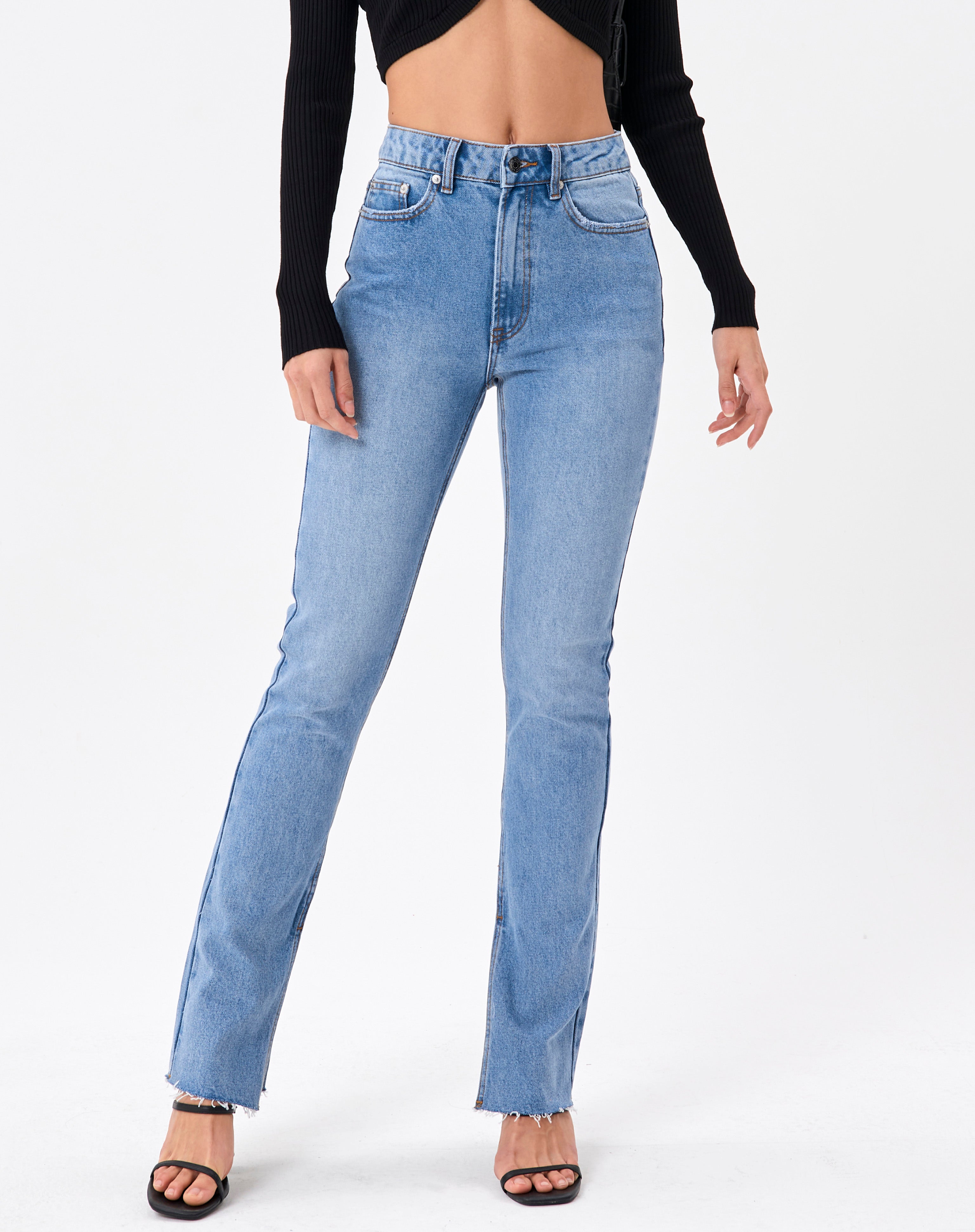 Recycled High Rise Split Hem Jean in 