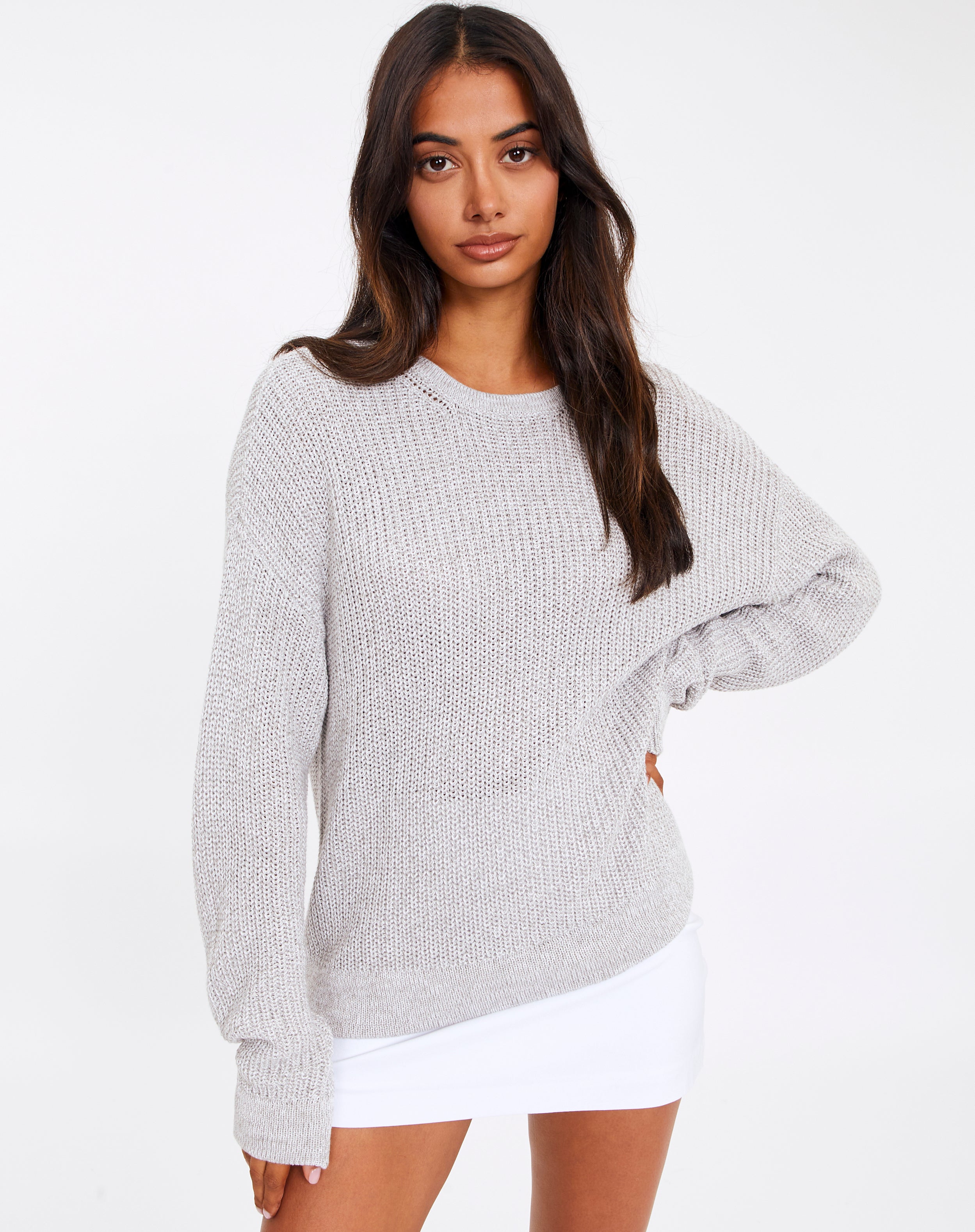Organic Oversized Knit Jumper in Grey 