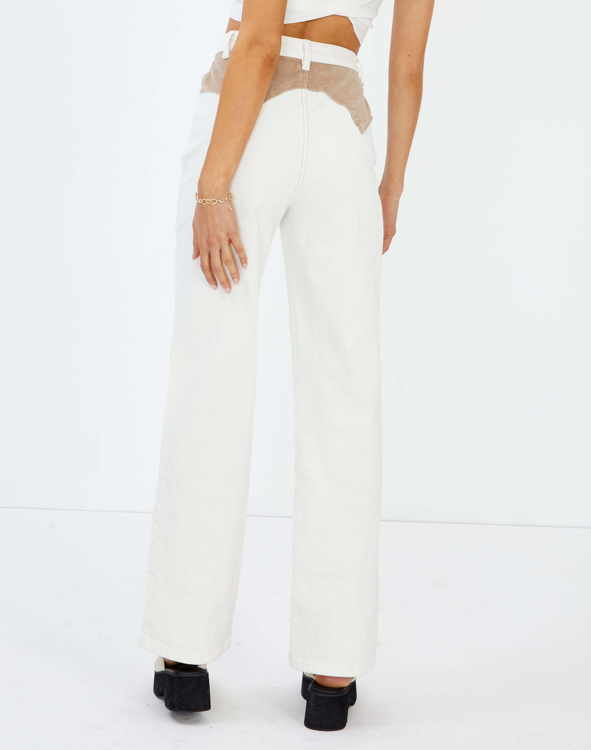 Western Cord Straight Leg Pant in Nude 