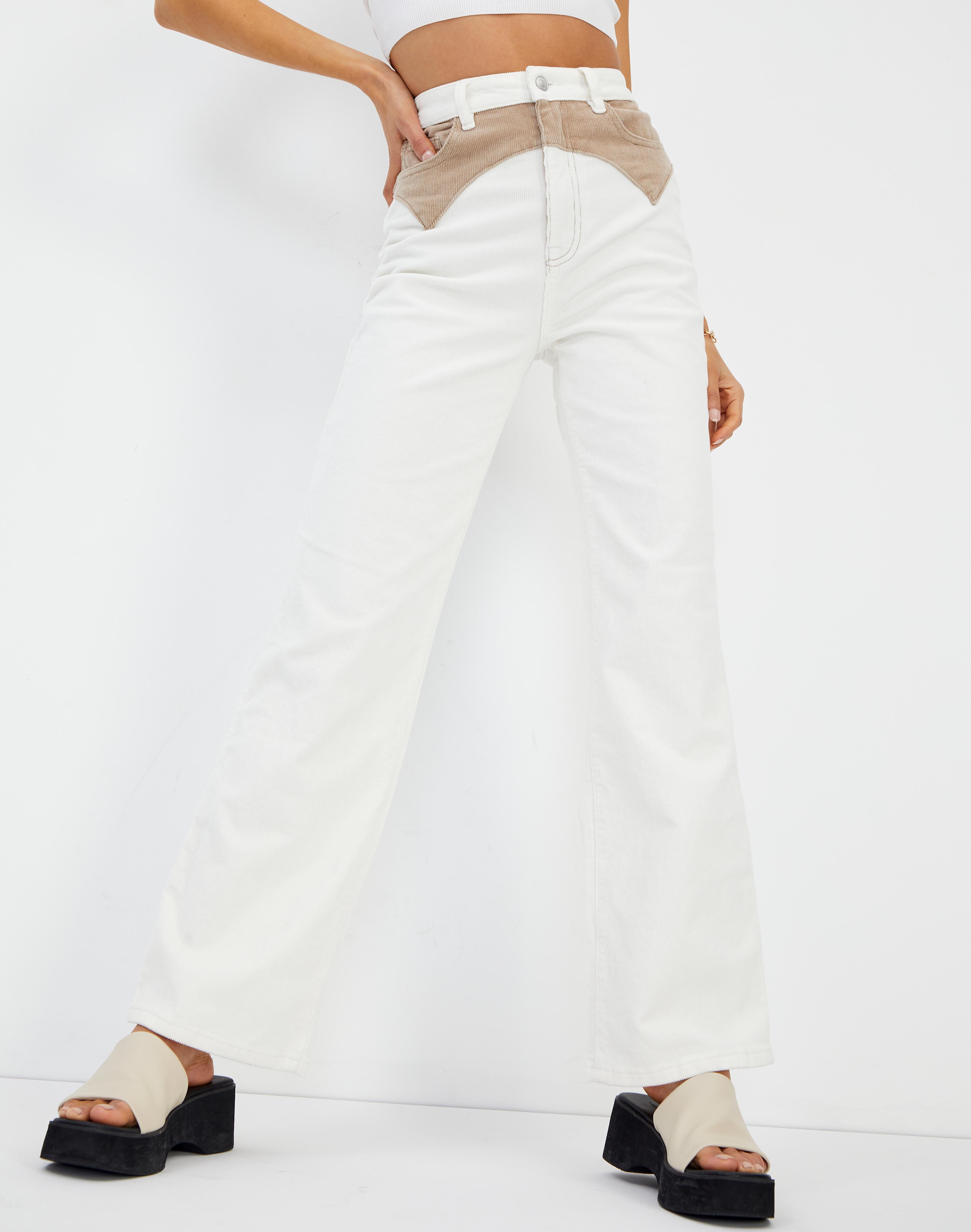 Western Cord Straight Leg Pant in Nude 
