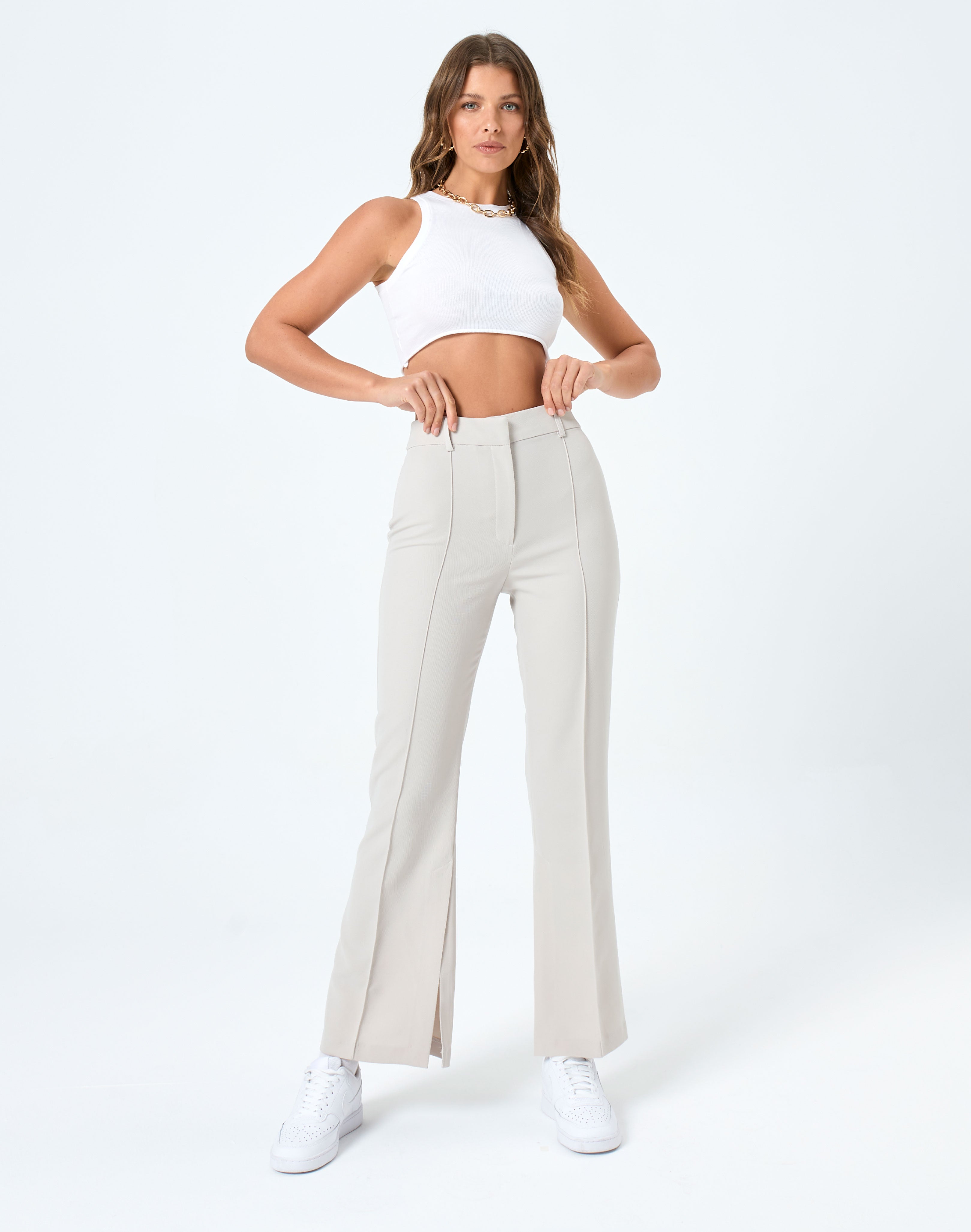 Split Side Flare Pant in Nude | Glassons