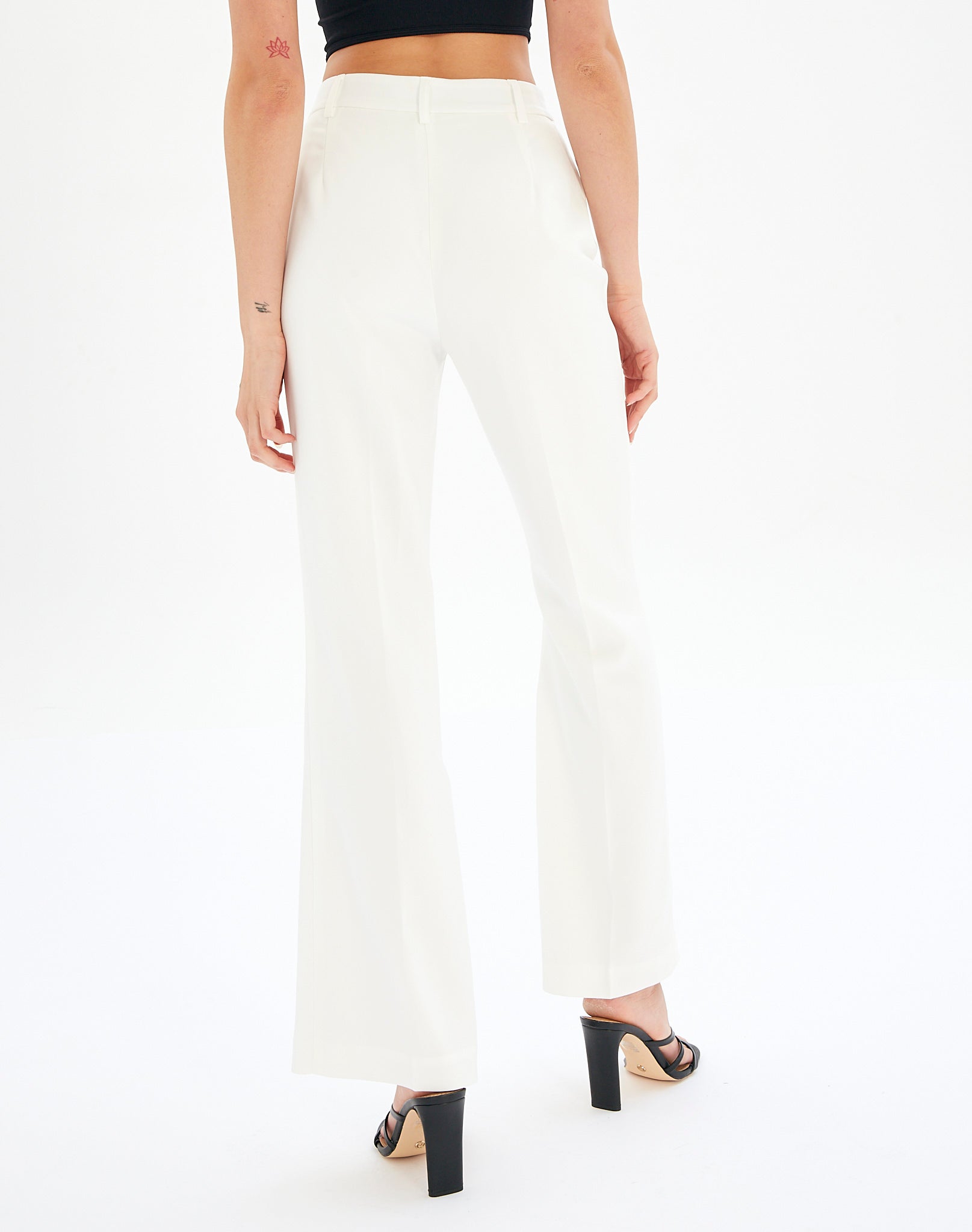 Split Side Flare Pant in White | Glassons