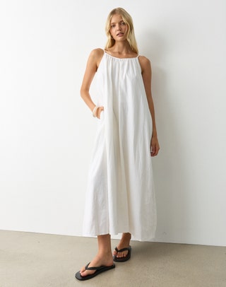 knee length dresses for ladies White wedding wrap summer linen dress 4895 – Xiaolizi main image 1