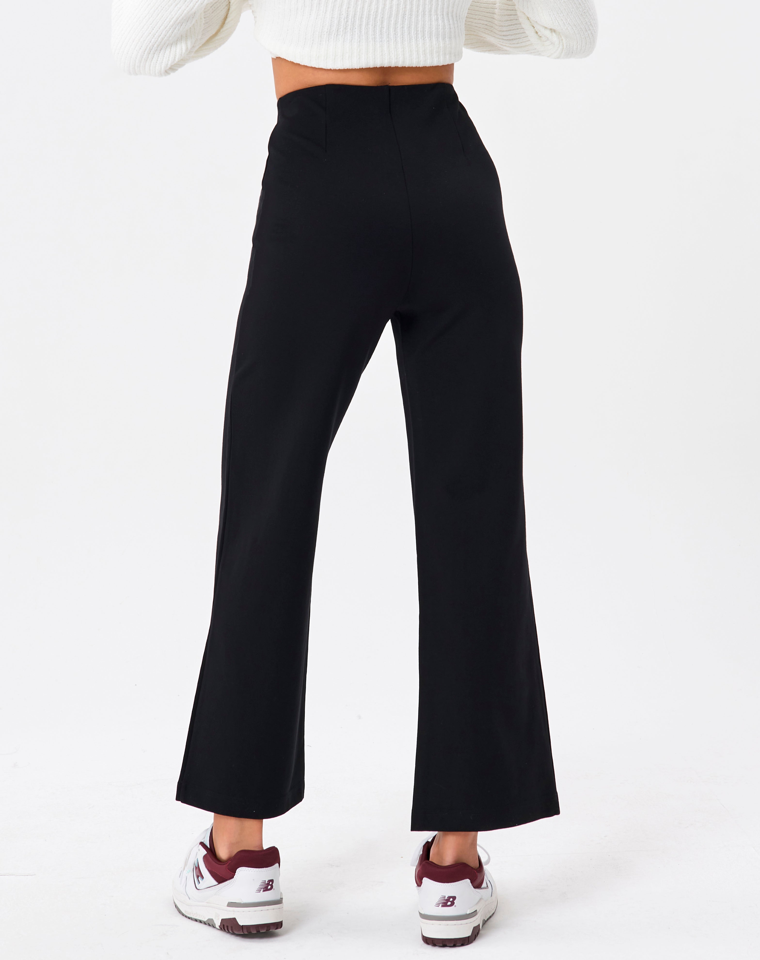 High Rise Straight Ponte Pant in Black 