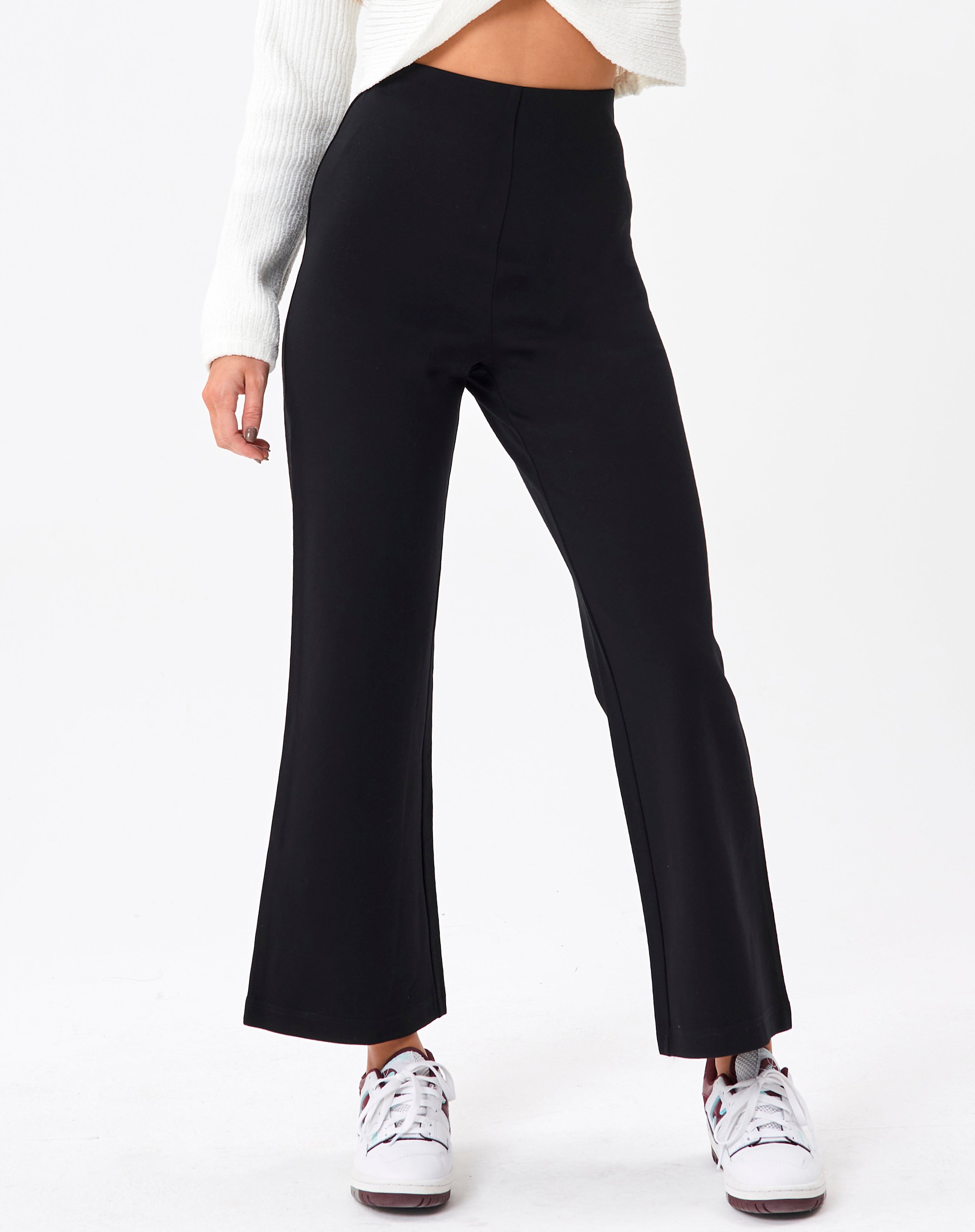 High Rise Straight Ponte Pant in Black 