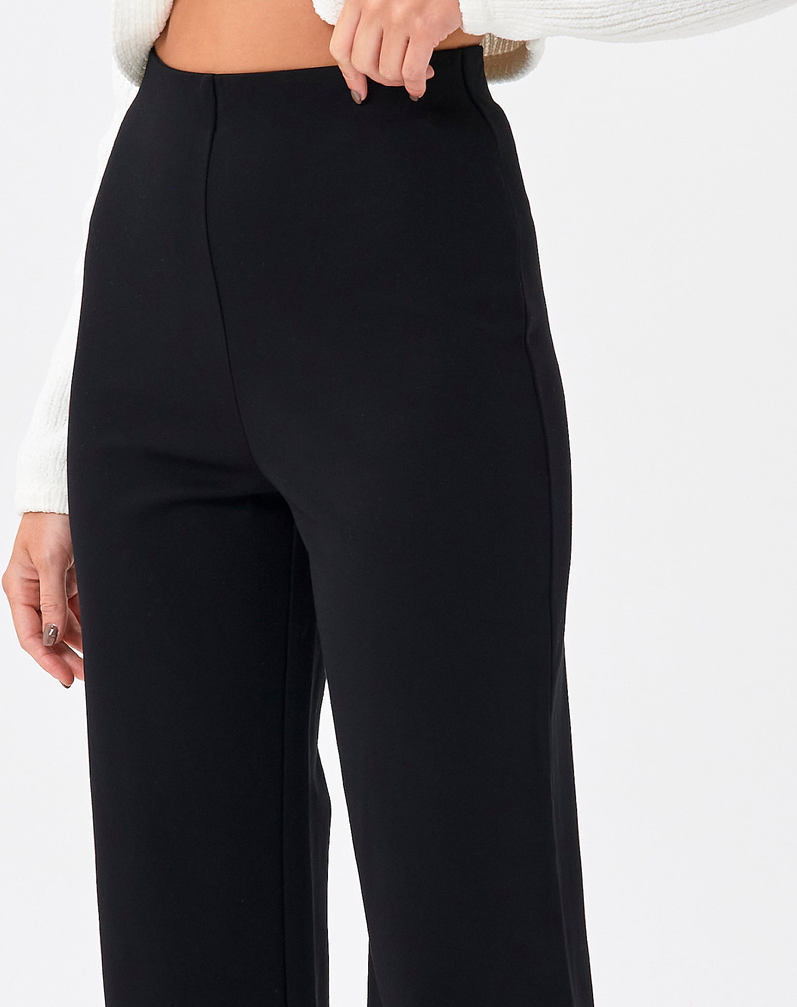 High Rise Straight Ponte Pant in Black 