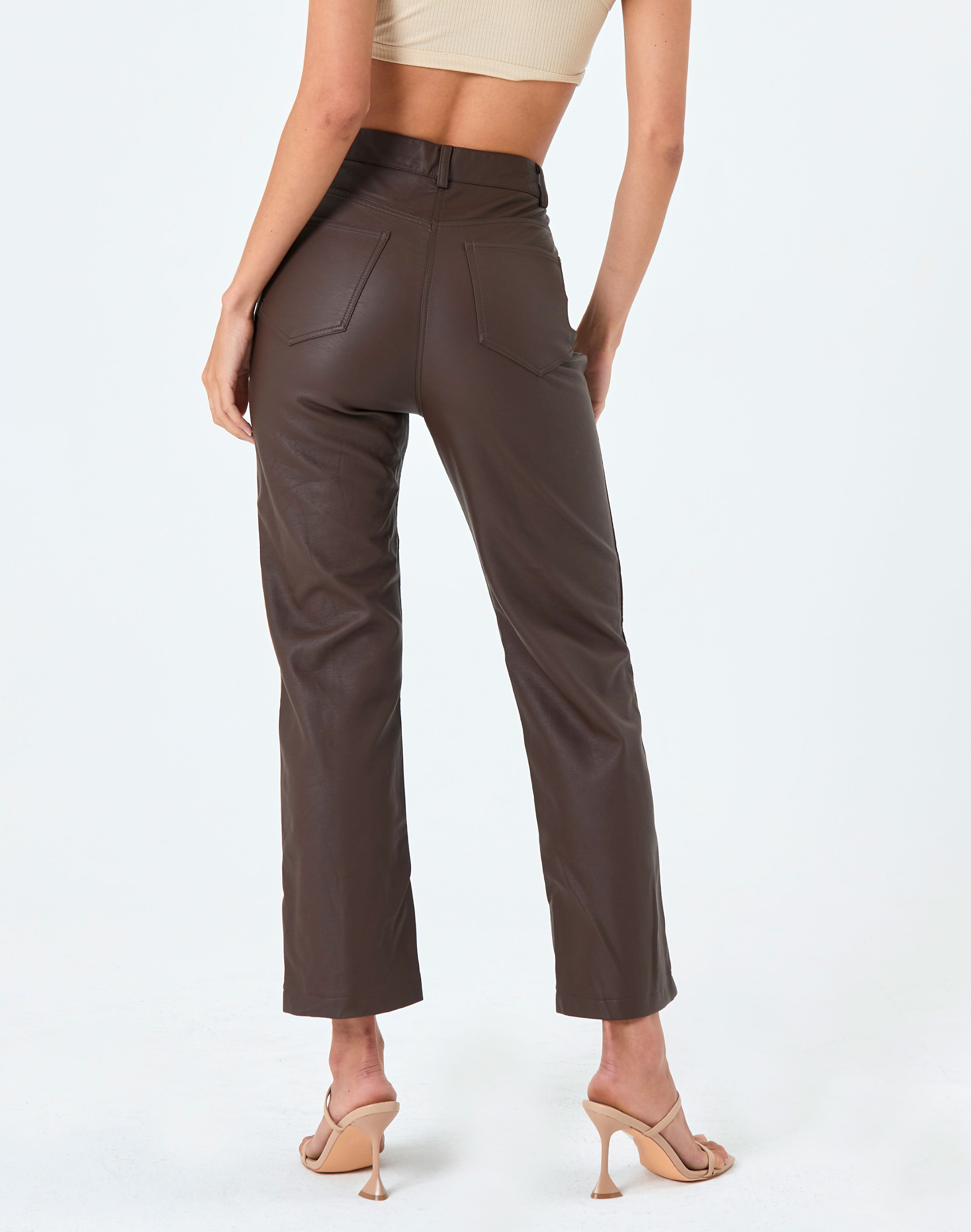 Faux Leather Stitch Detail Pant in 