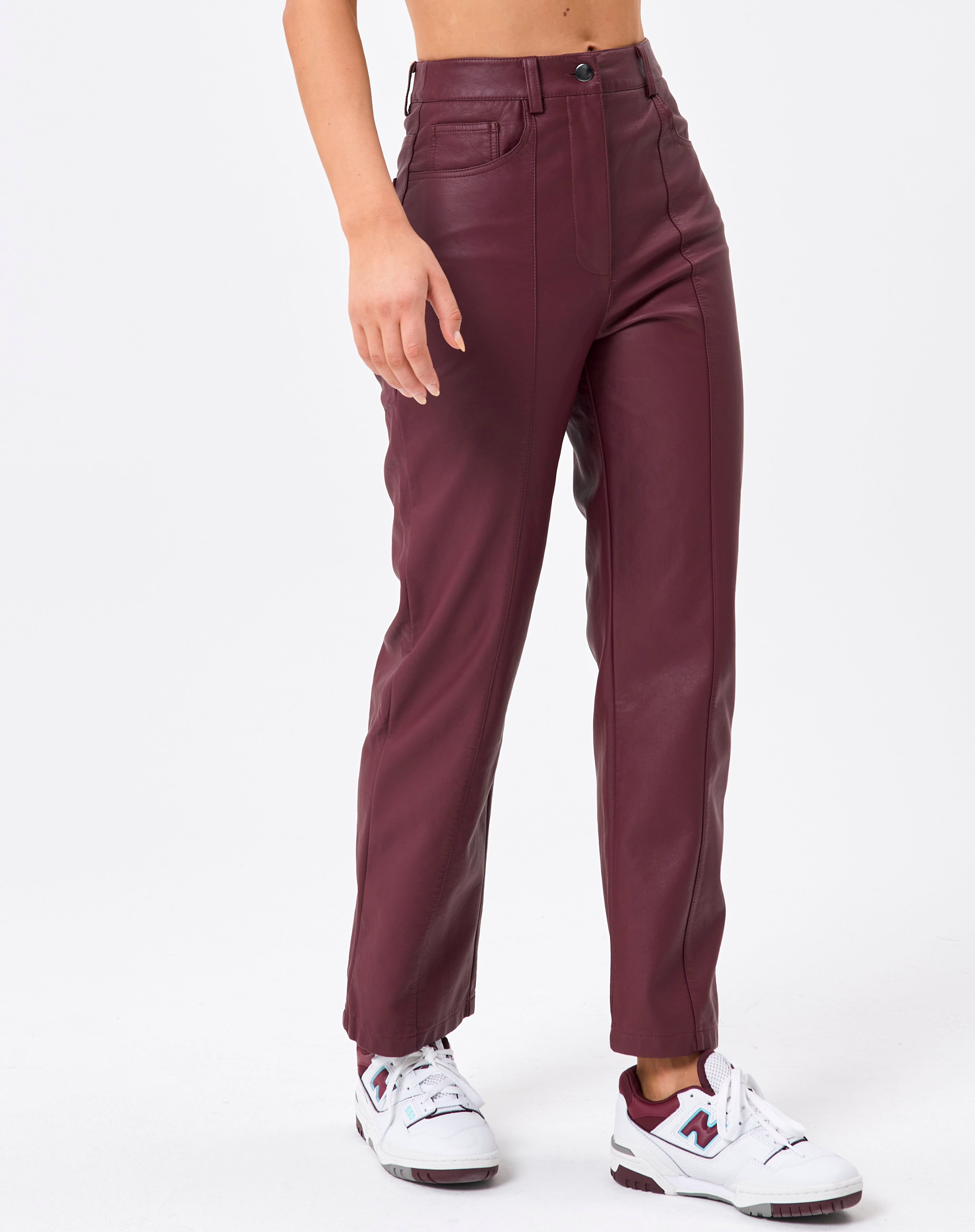 Faux Leather Stitch Detail Pant in 