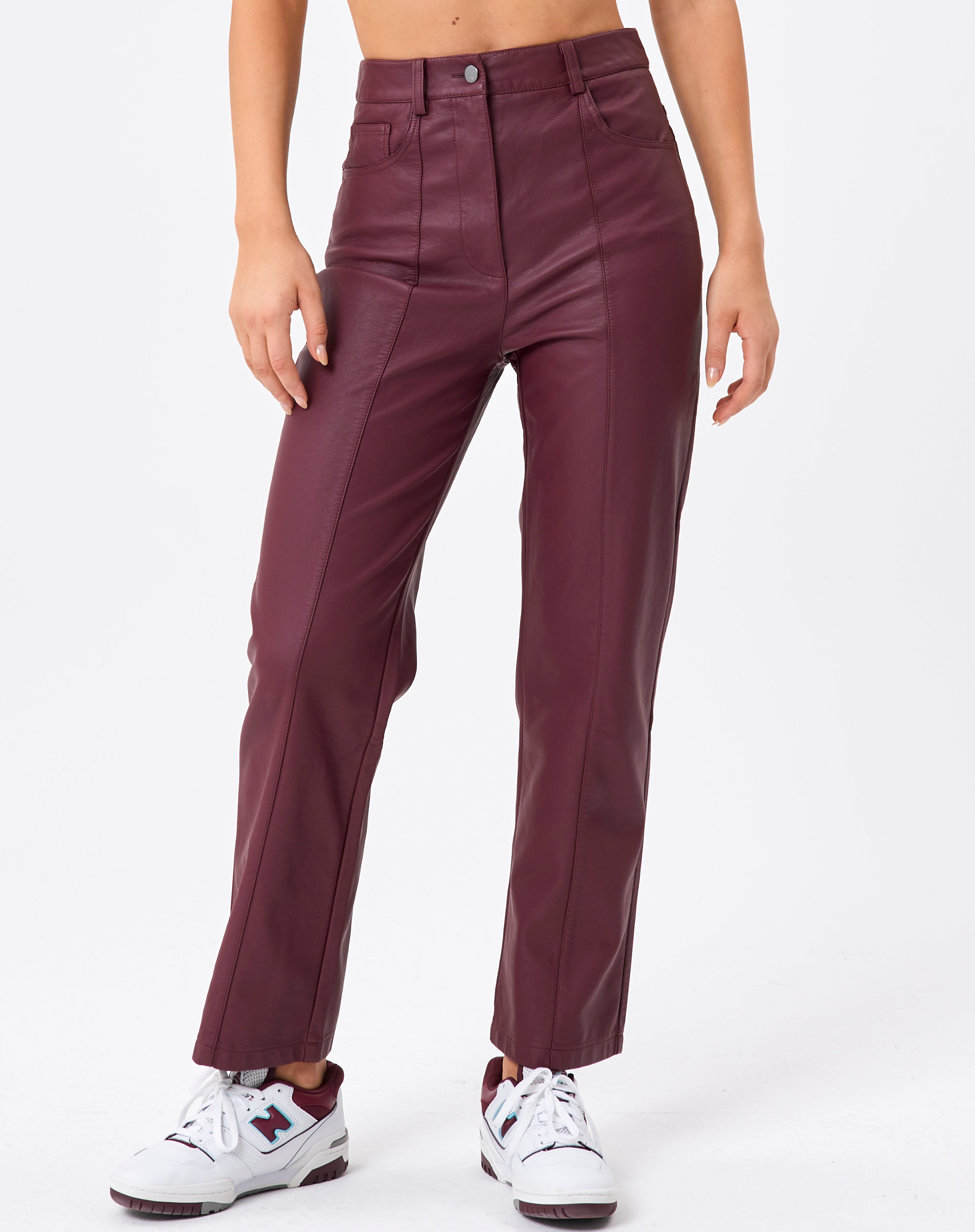 Faux Leather Stitch Detail Pant in 