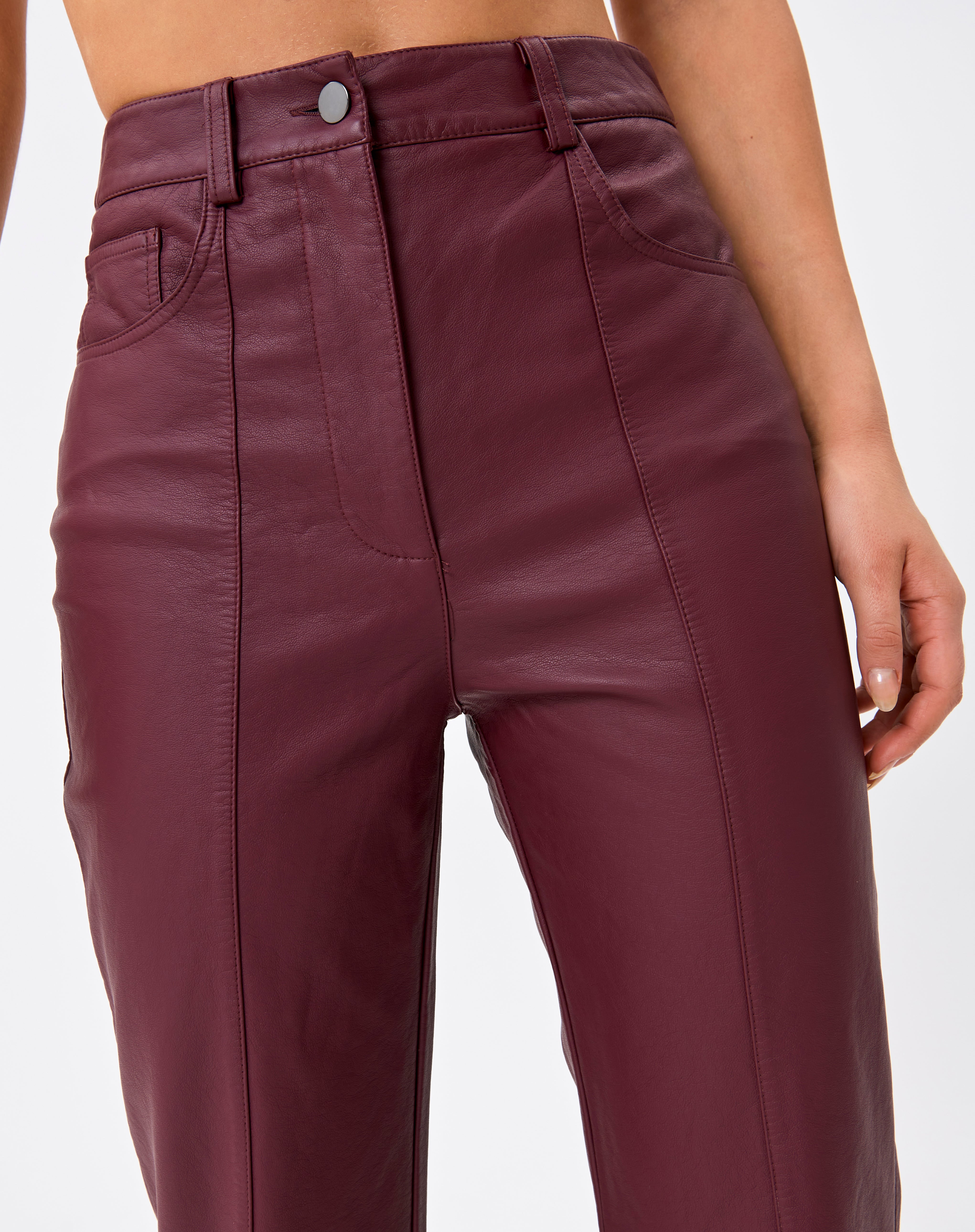 Faux Leather Stitch Detail Pant in 