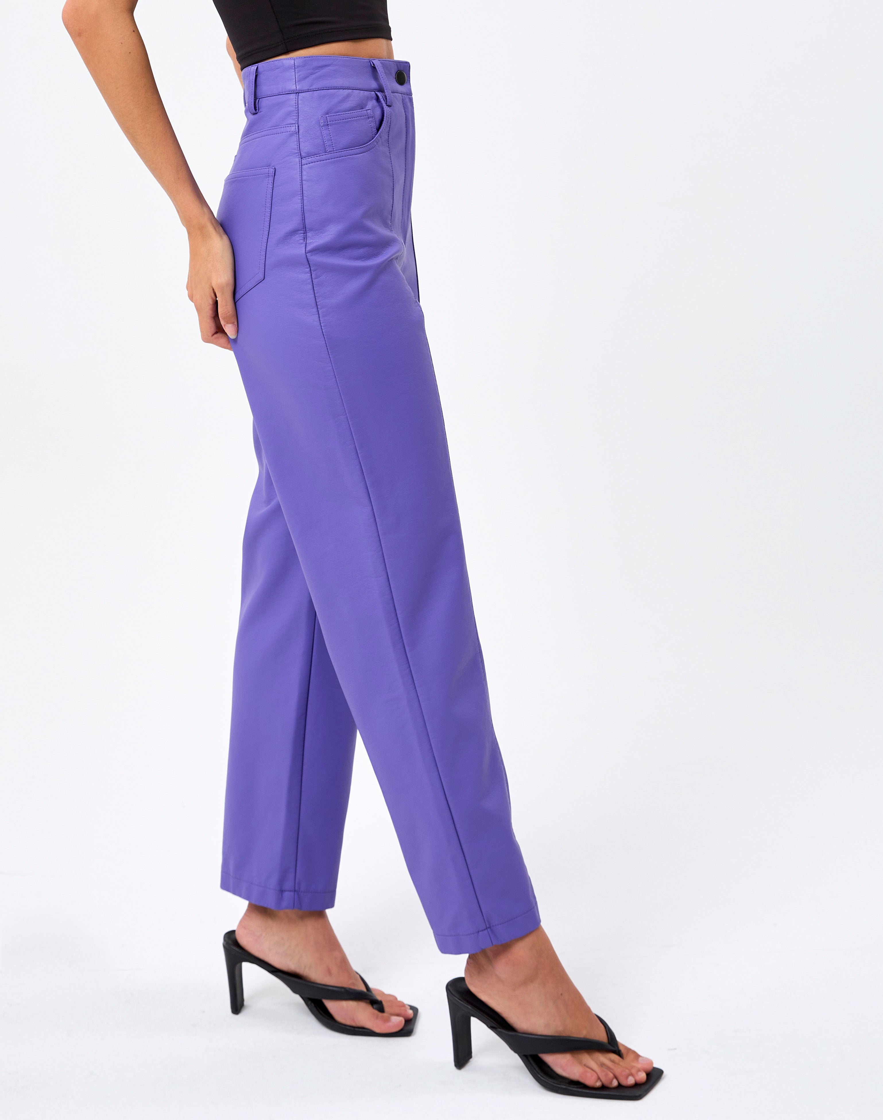 Faux Leather Stitch Detail Pant in 