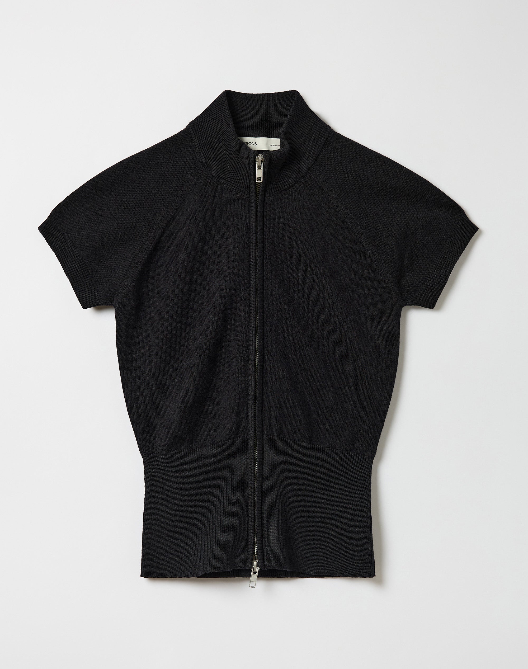 Funnel Neck Zip Up Knit Top in Black | Glassons SG