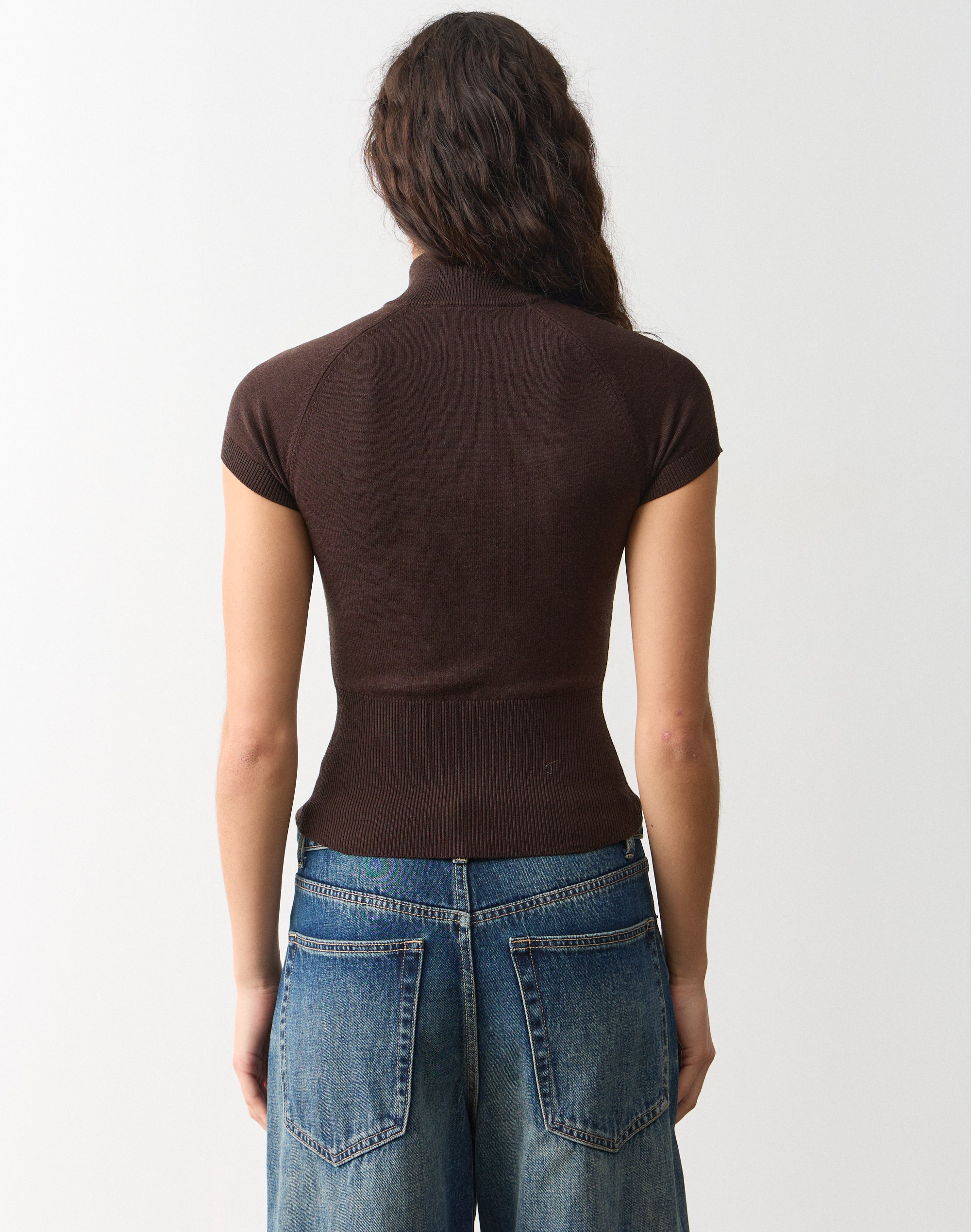 Funnel Neck Zip Up Knit Top in Choc It Up | Glassons US