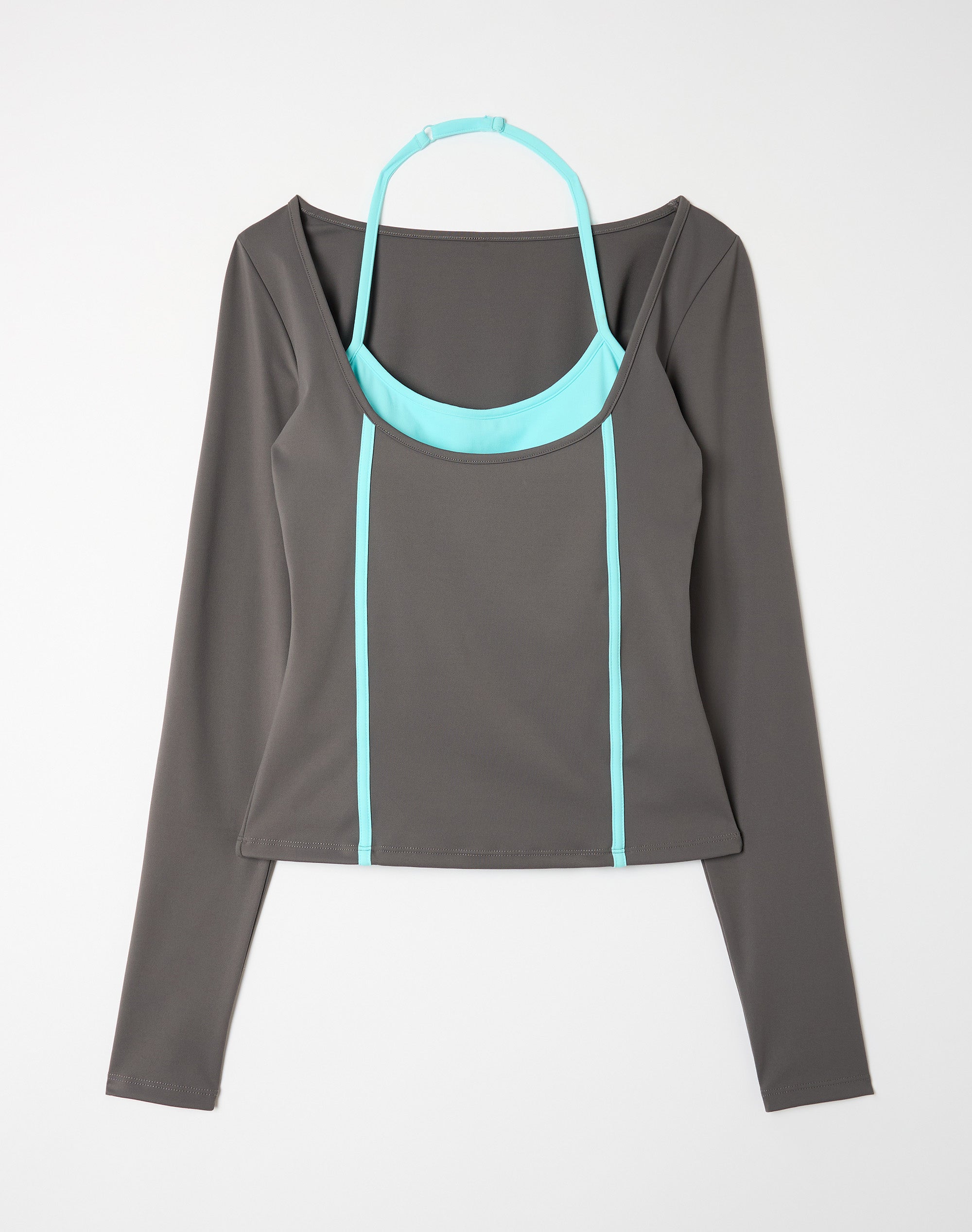 Active Double Layer Long Sleeve Top in Ash Dash X Island Aqua