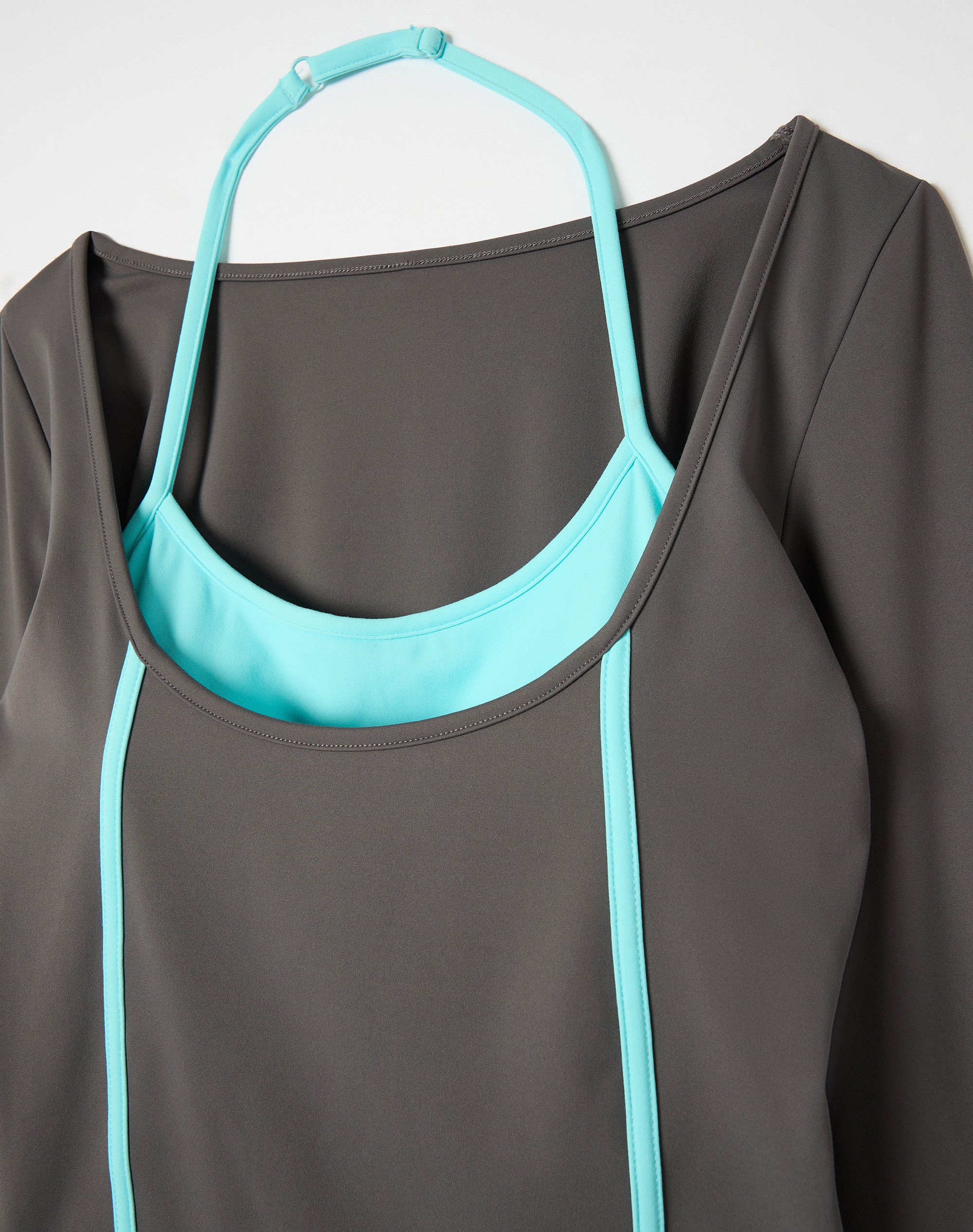 Active Double Layer Long Sleeve Top in Ash Dash X Island Aqua