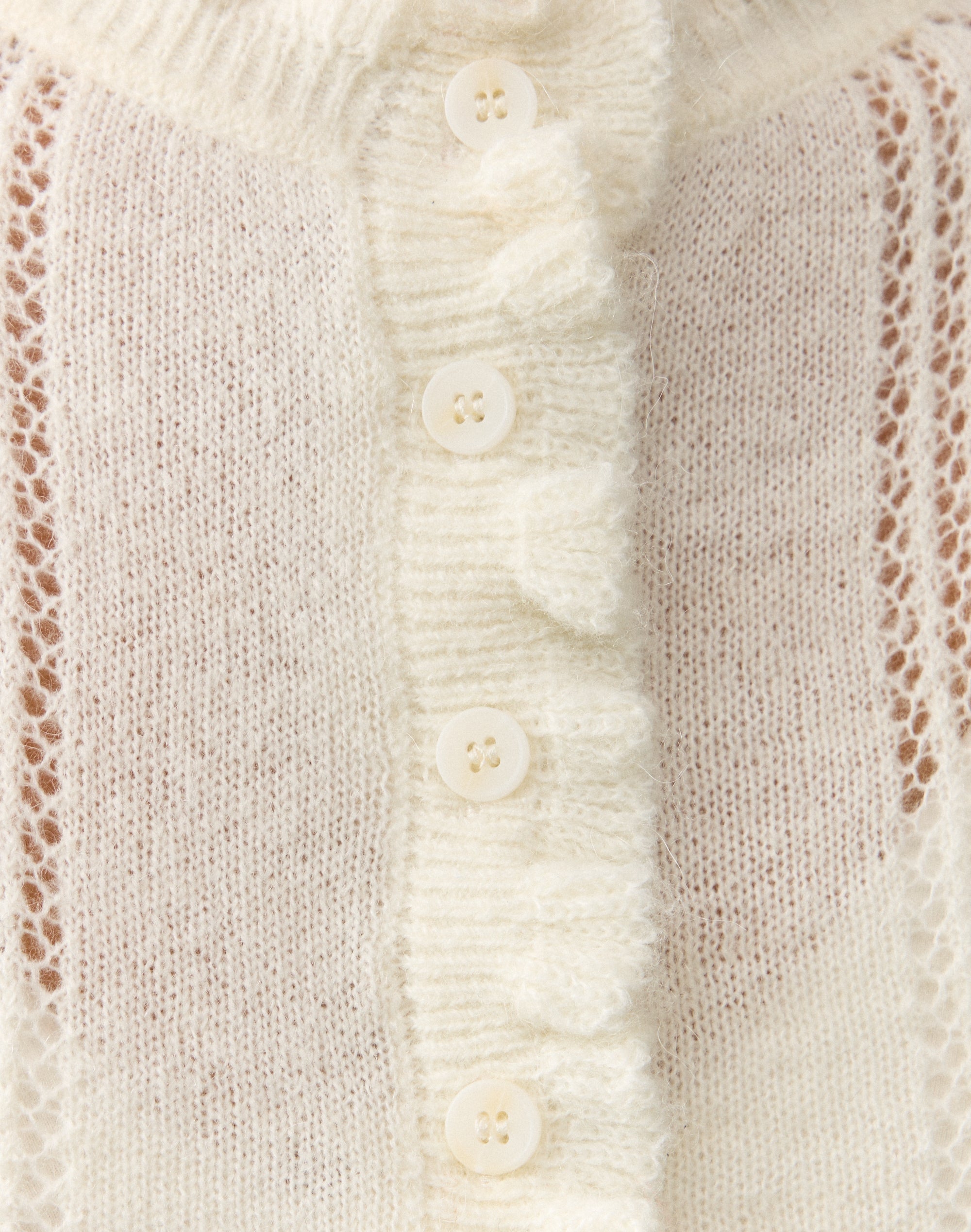 Frill Cropped Knit Cardigan in Milk | Glassons US