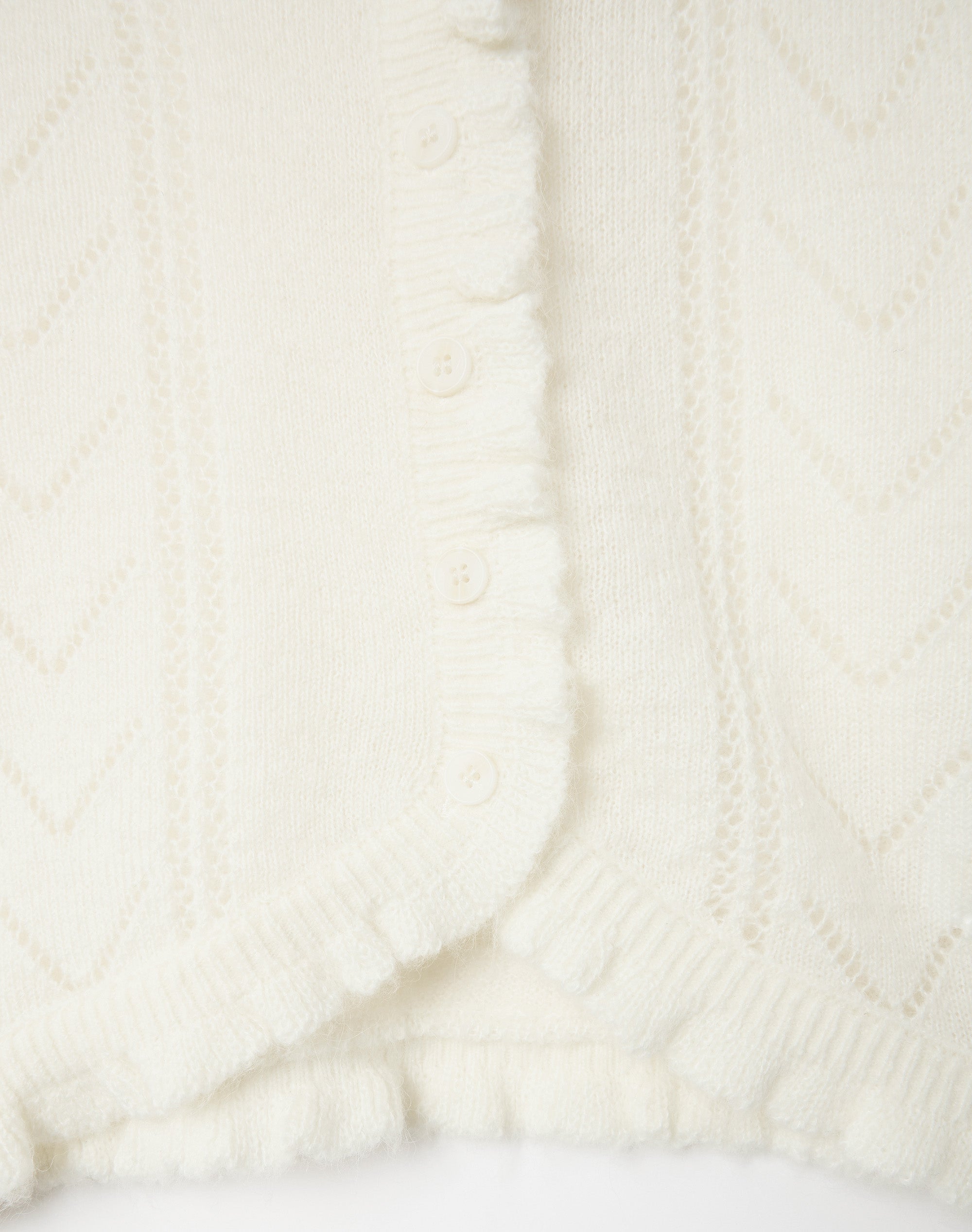 Frill Cropped Knit Cardigan in Milk | Glassons US