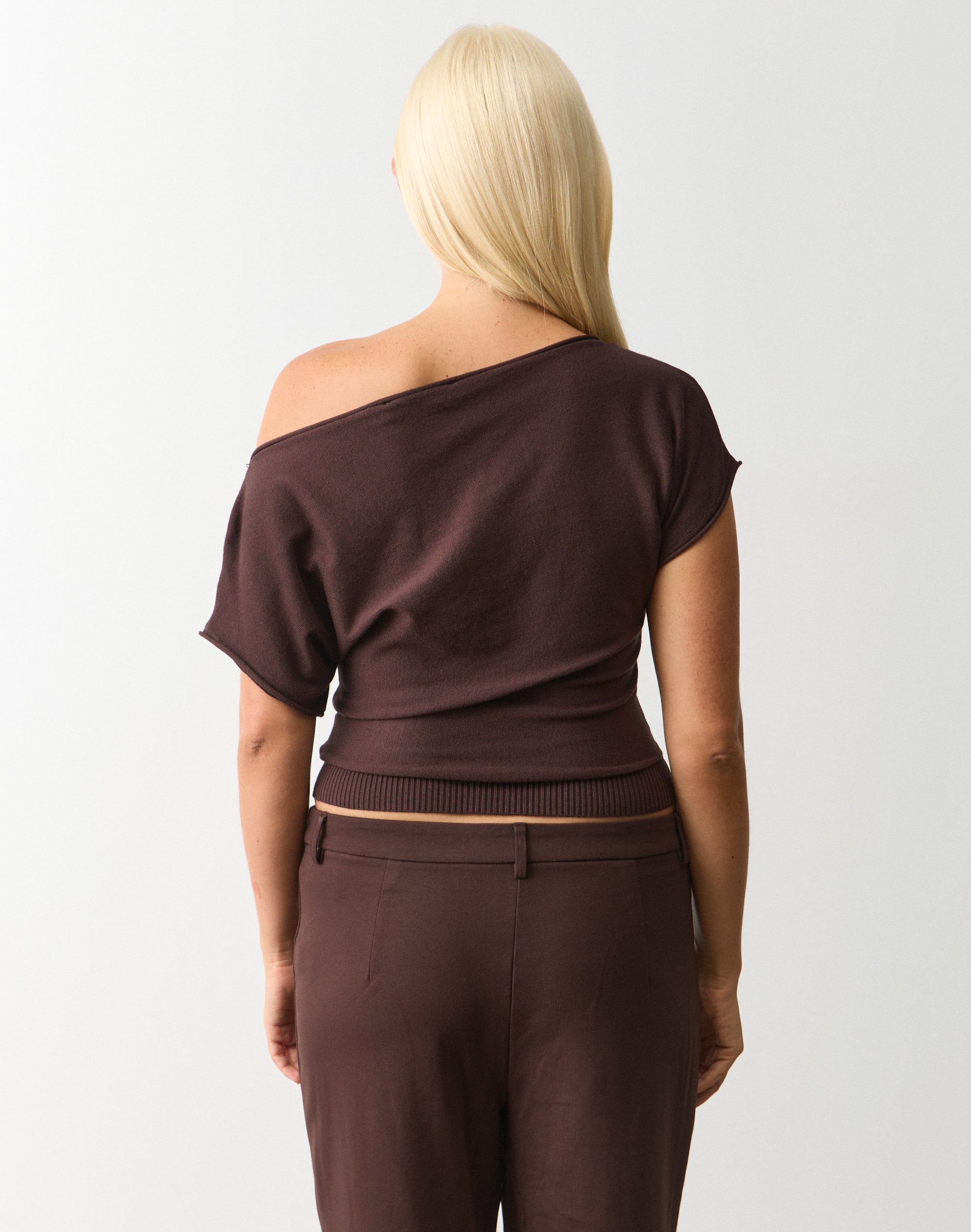 Off Shoulder Knit Top in Fudge Fantasy | Glassons US