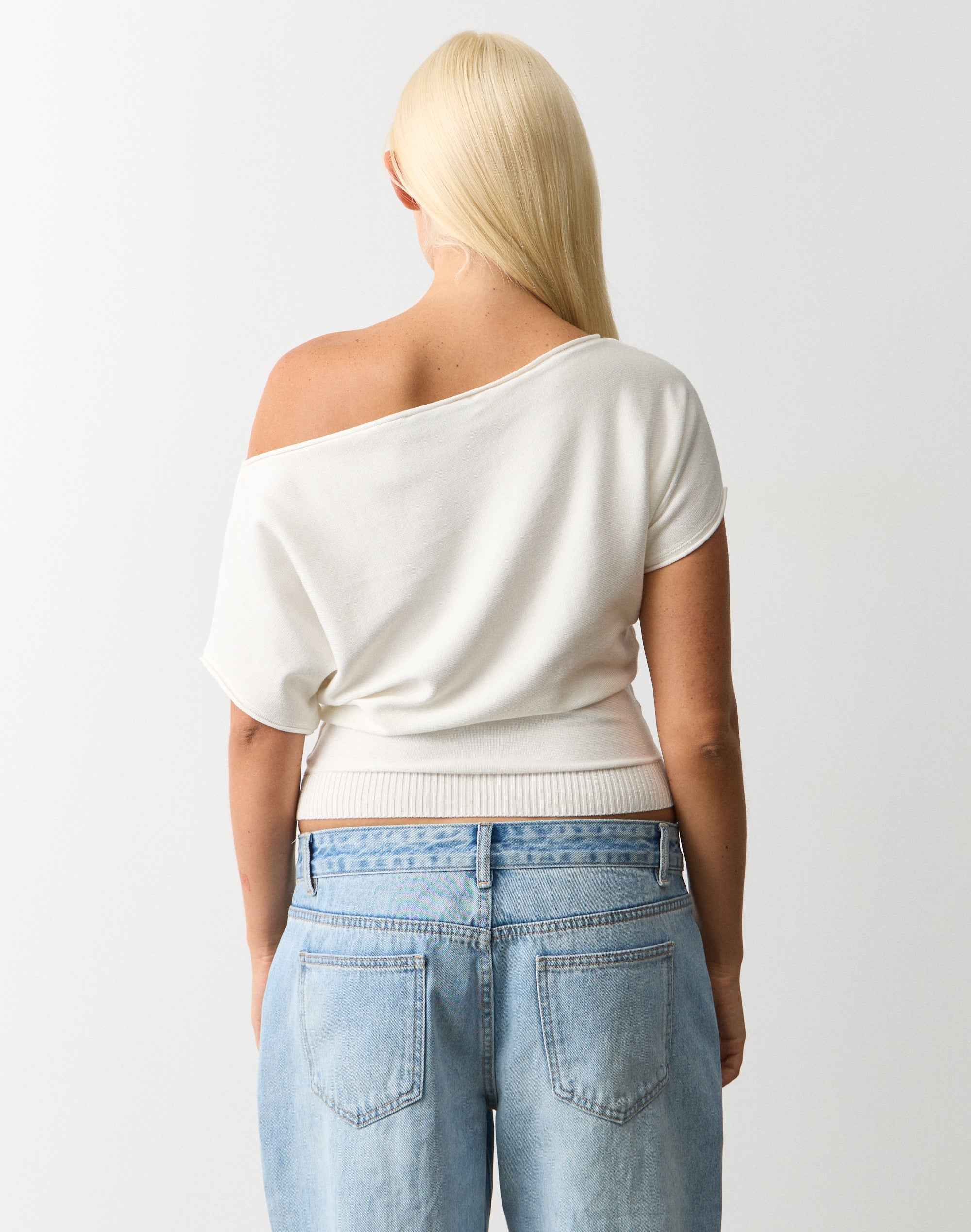 Off Shoulder Knit Top in Milk | Glassons US