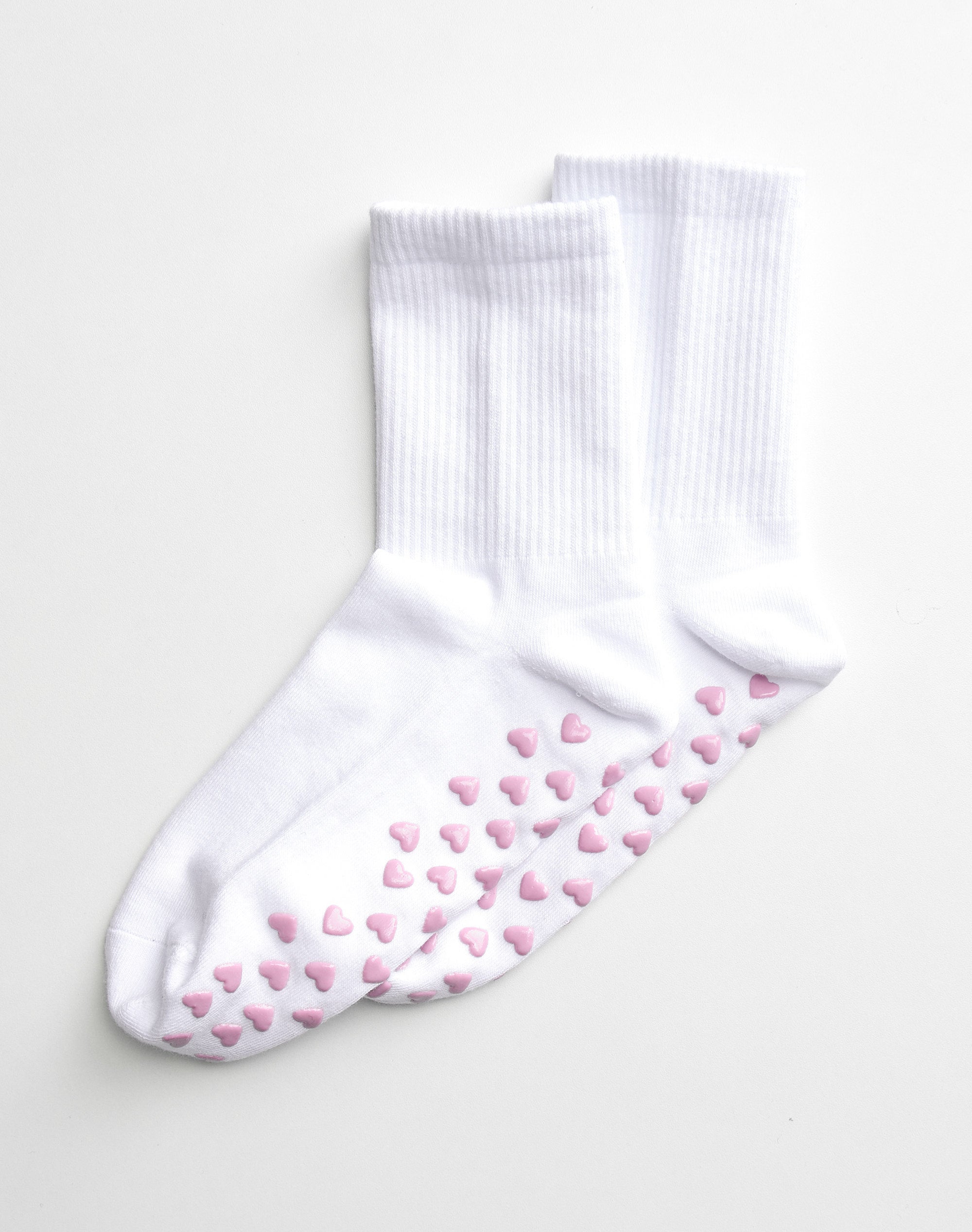 Pilates Grip Socks in White X Pink Heart Glassons US