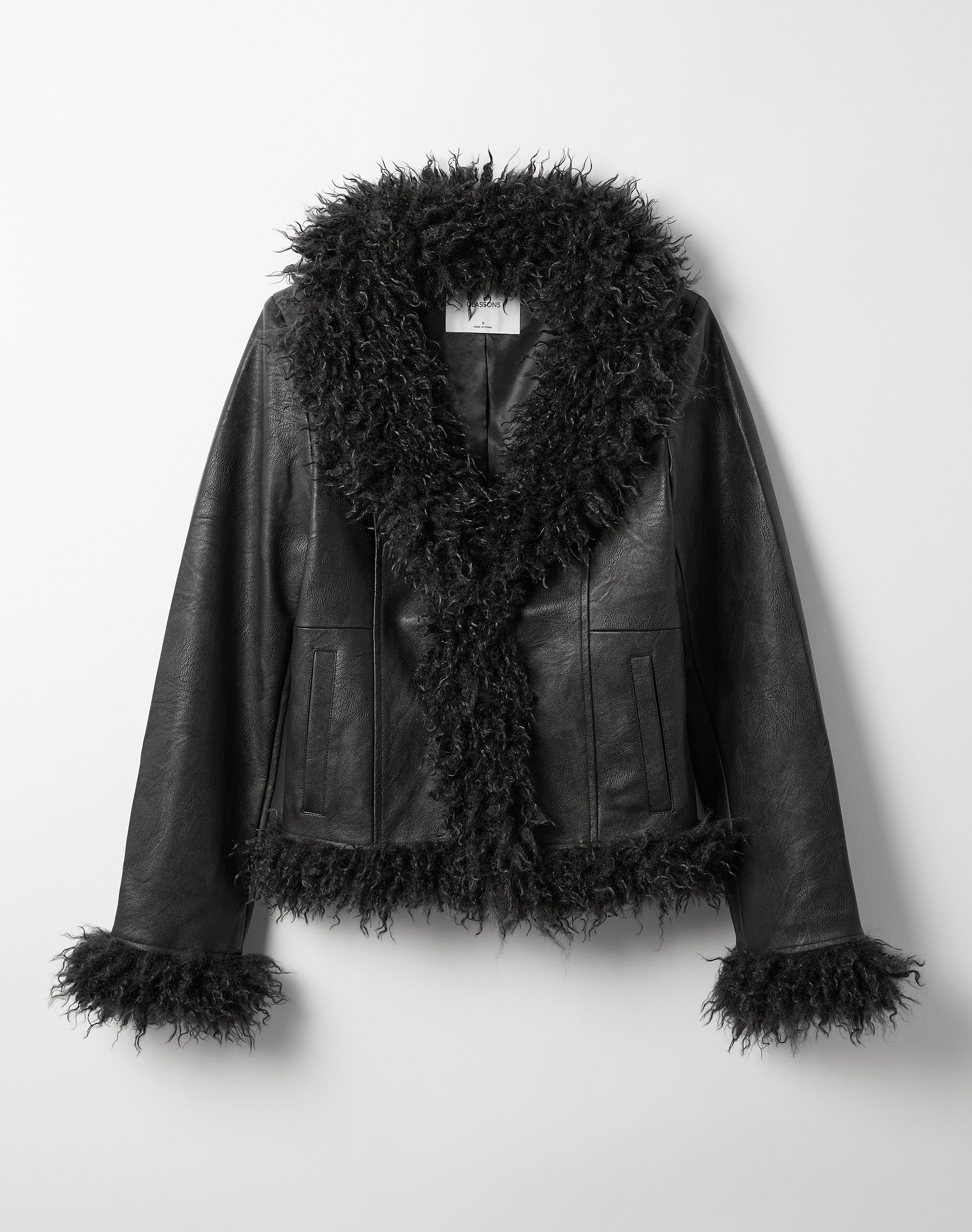 Faux Leather Fur Trim Jacket in Black | Glassons SG