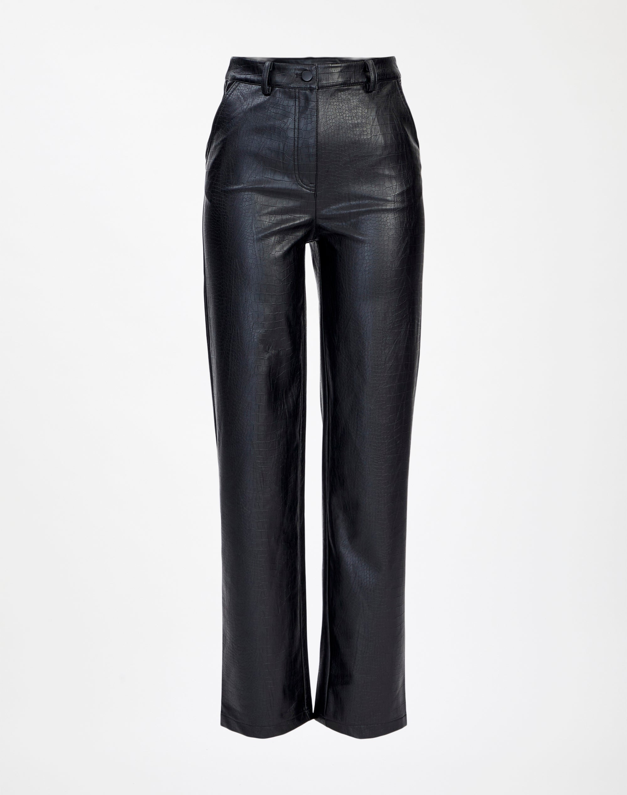 Faux Leather Croc Straight Leg Pant in 