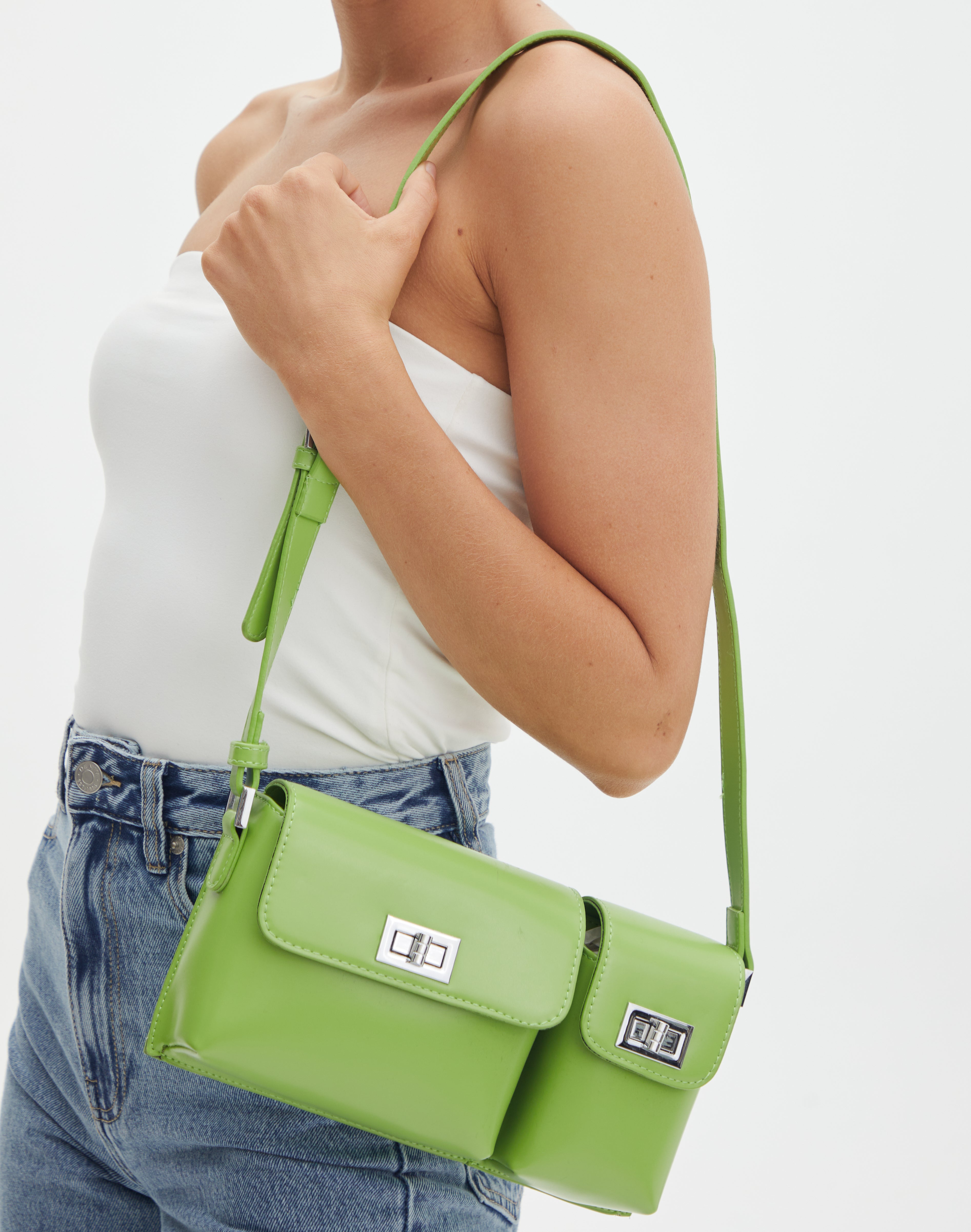 The Buckle-Strap Rectangular Bag in Patent Leather