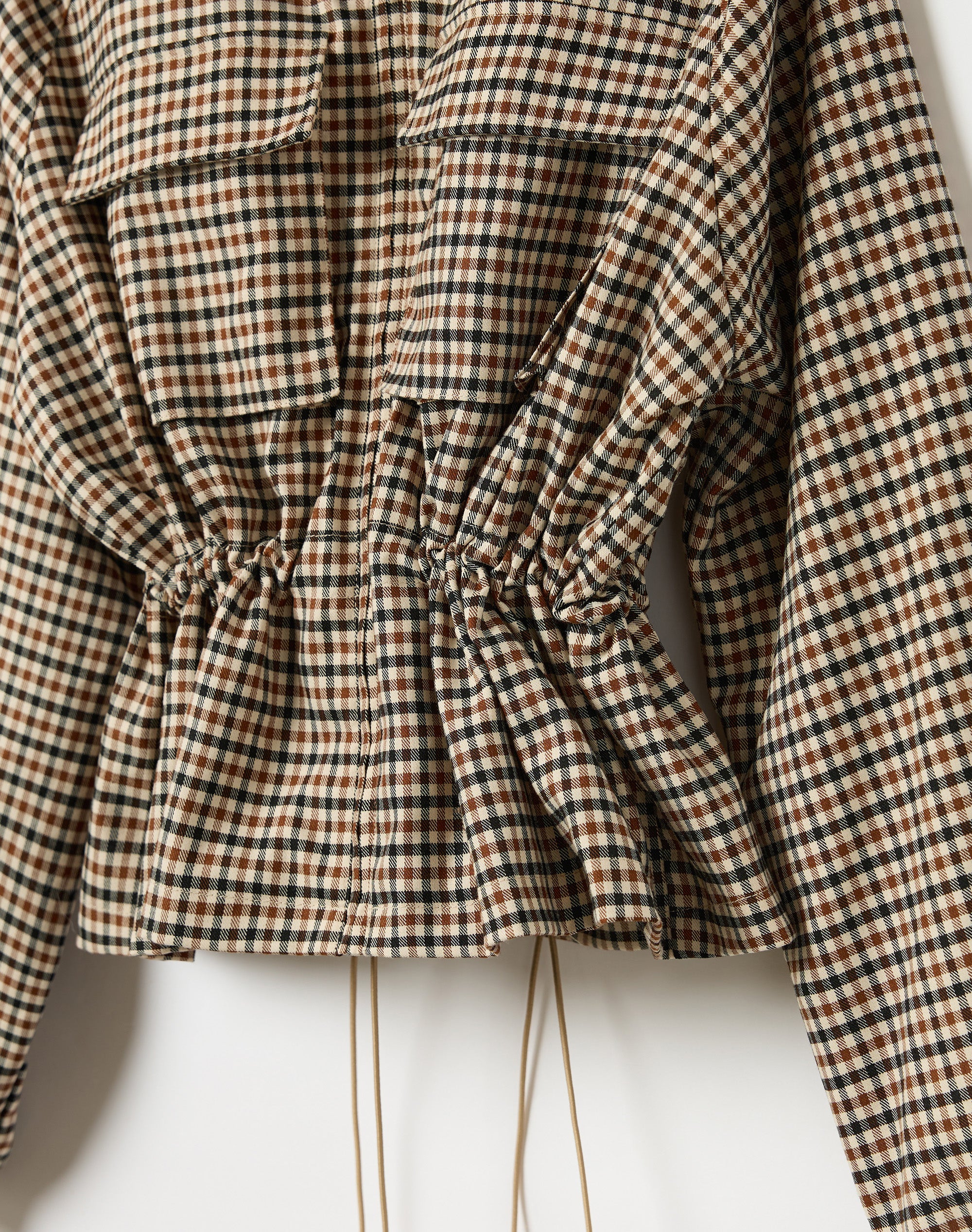 Gingham Pocket Front Jacket in Sand Caramel Harry Check | Glassons AU