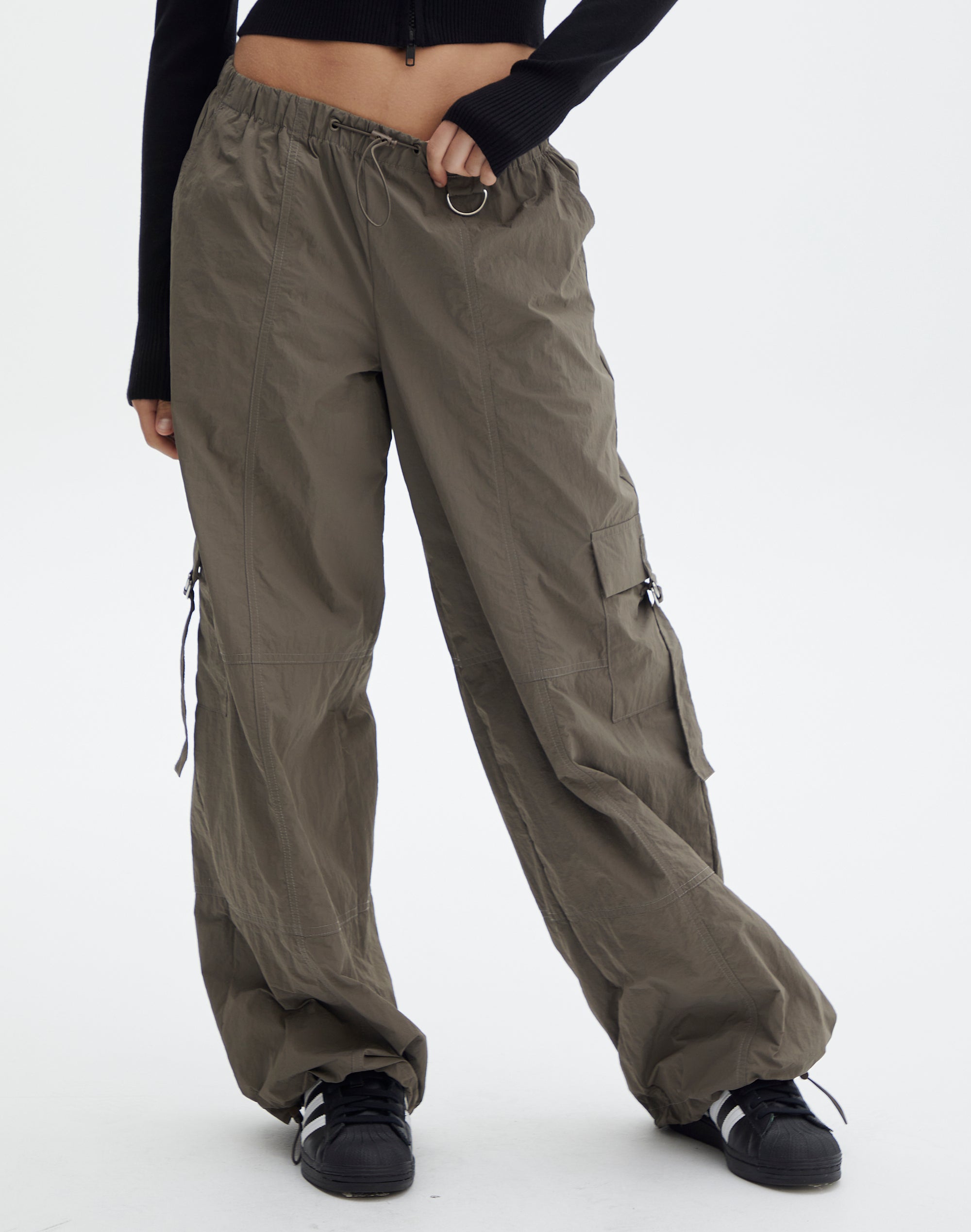 Cargo Parachute Pant in Brown | Glassons