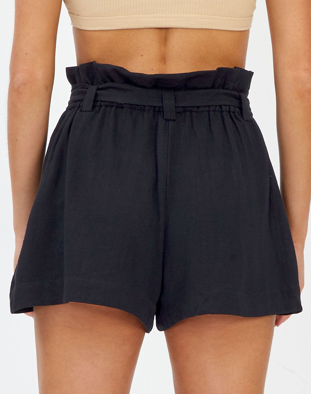 Linen High Waist Paperbag Short in 