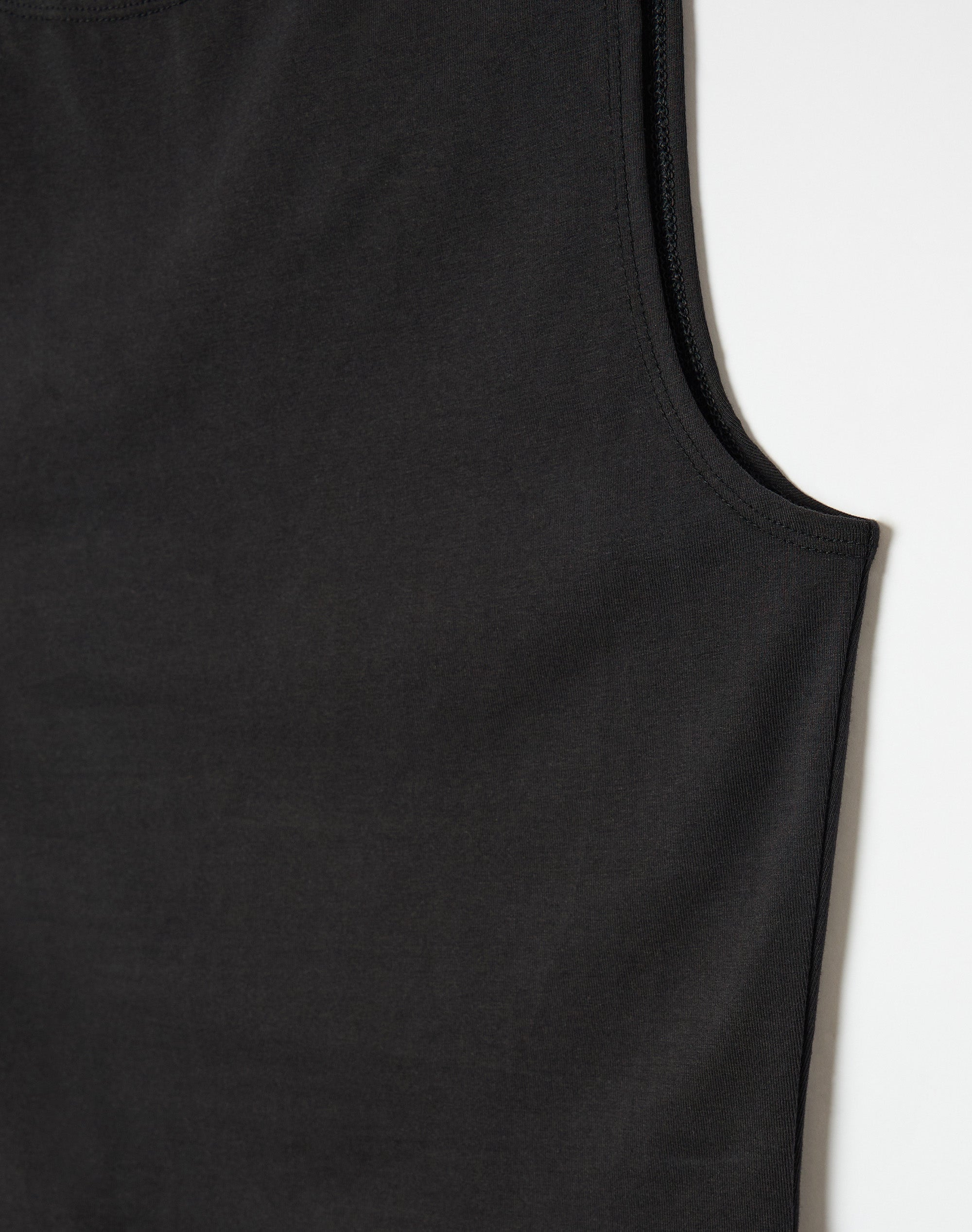 Cotton High Boat Neck Fitted Tank in Black | Glassons AU
