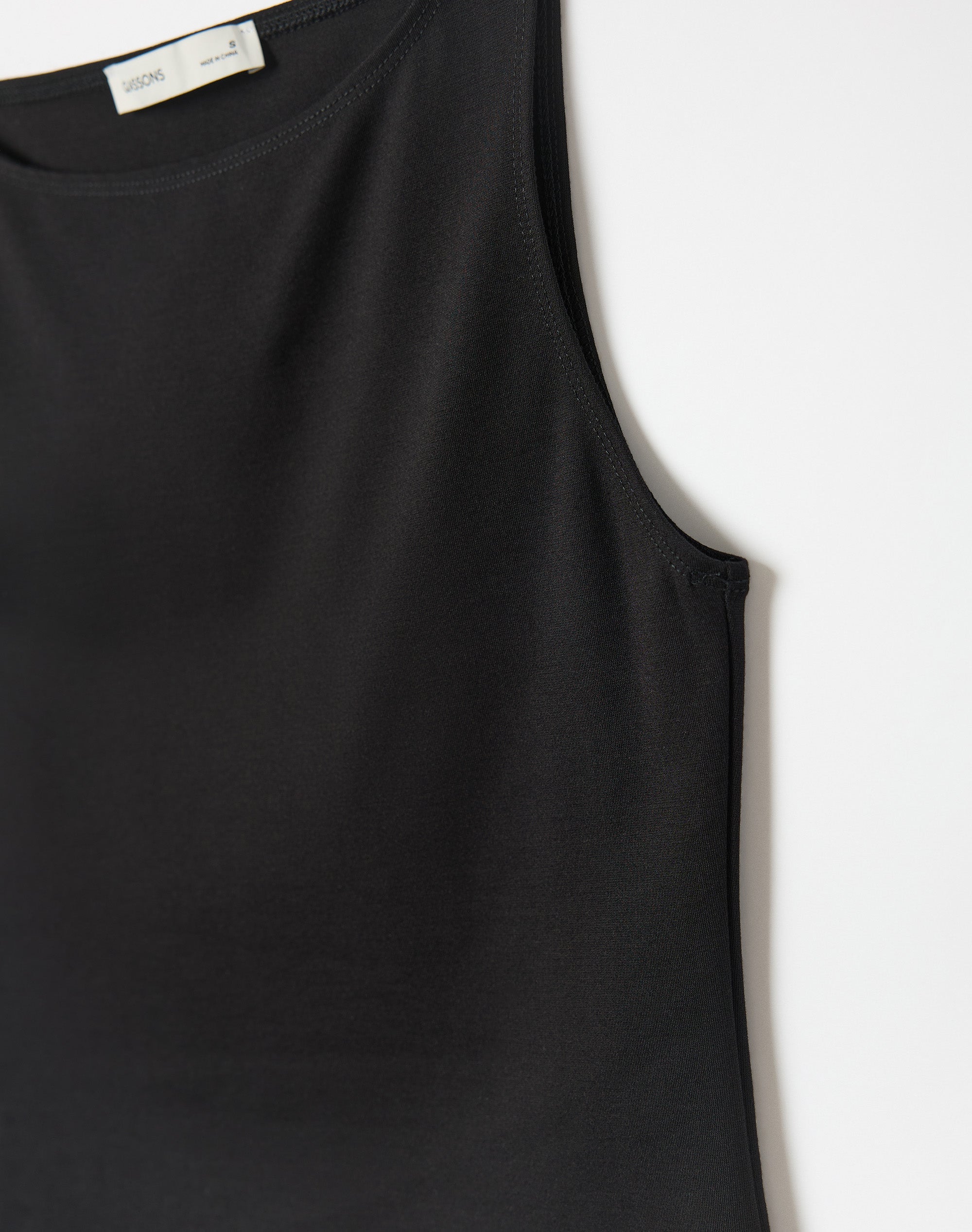 High Boat Neck Fitted Tank in Black | Glassons US