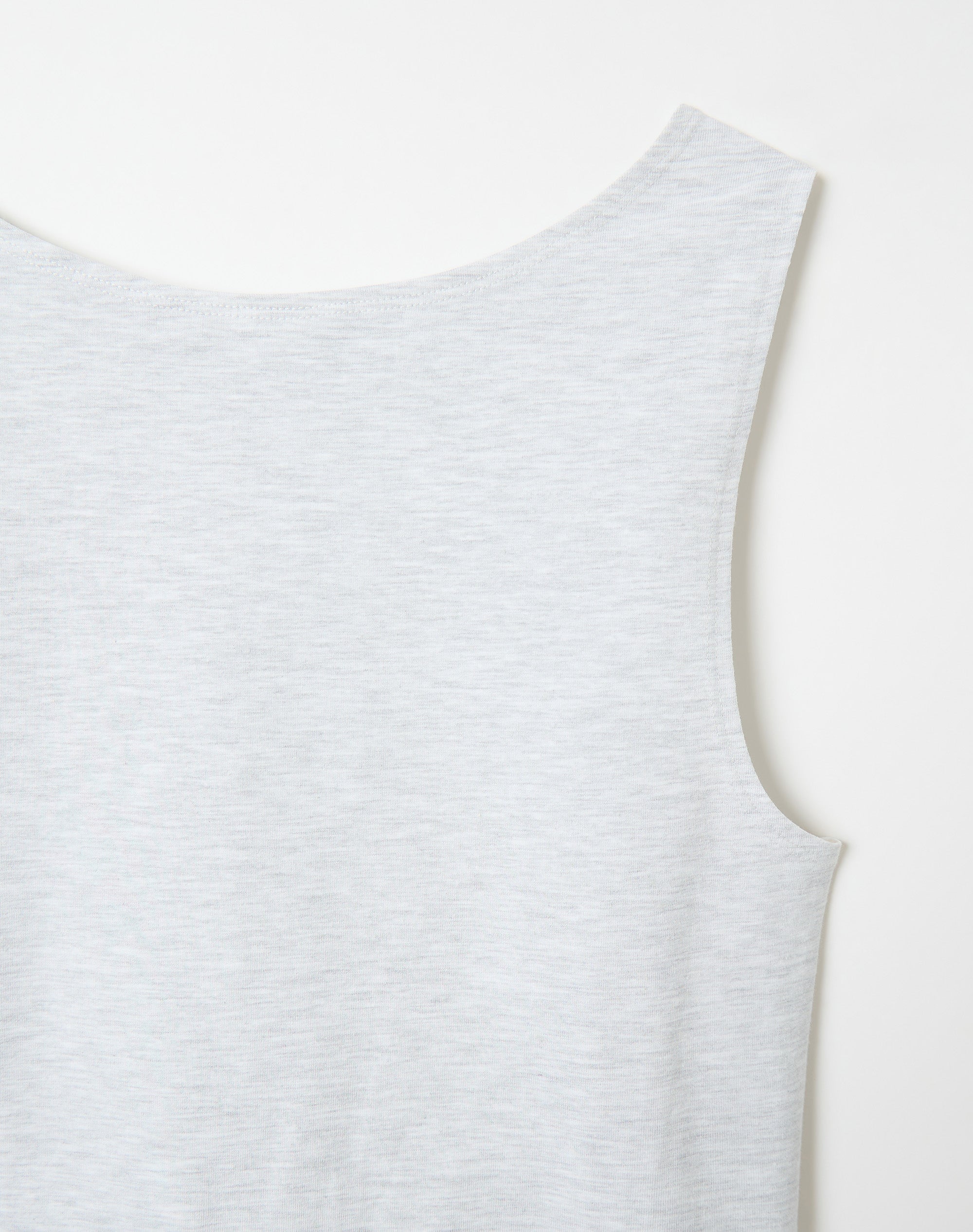 Cotton High Boat Neck Fitted Tank in Snow Marle | Glassons US