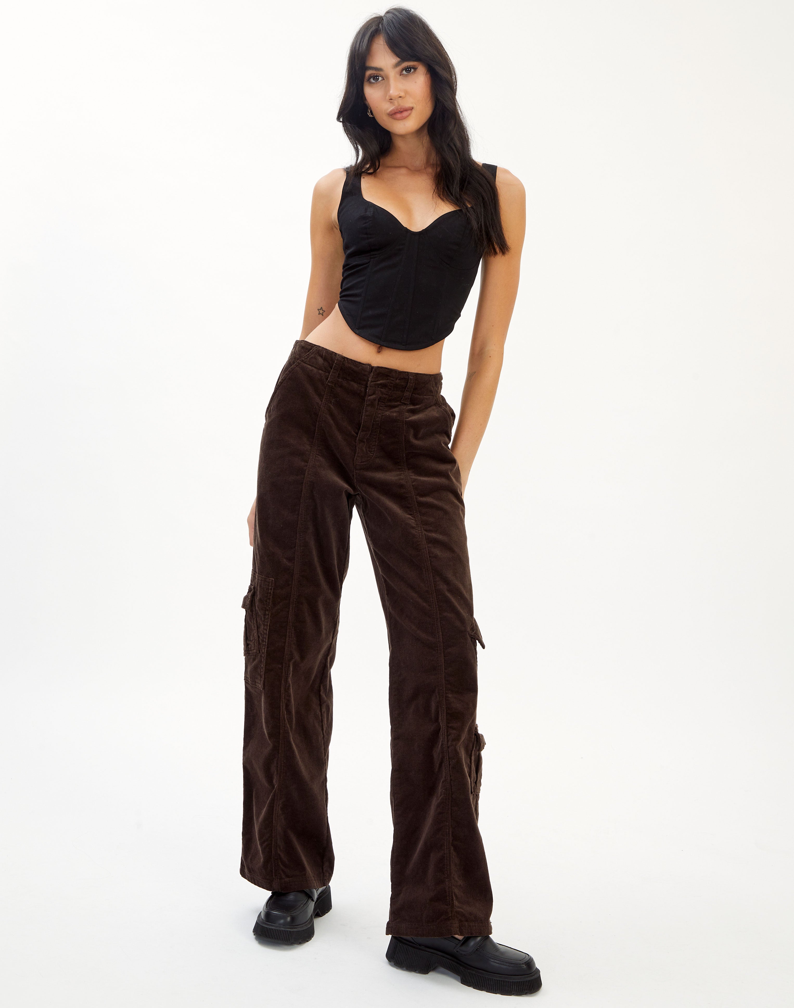 Recycled Cord Wide Leg Cargo Pant in 