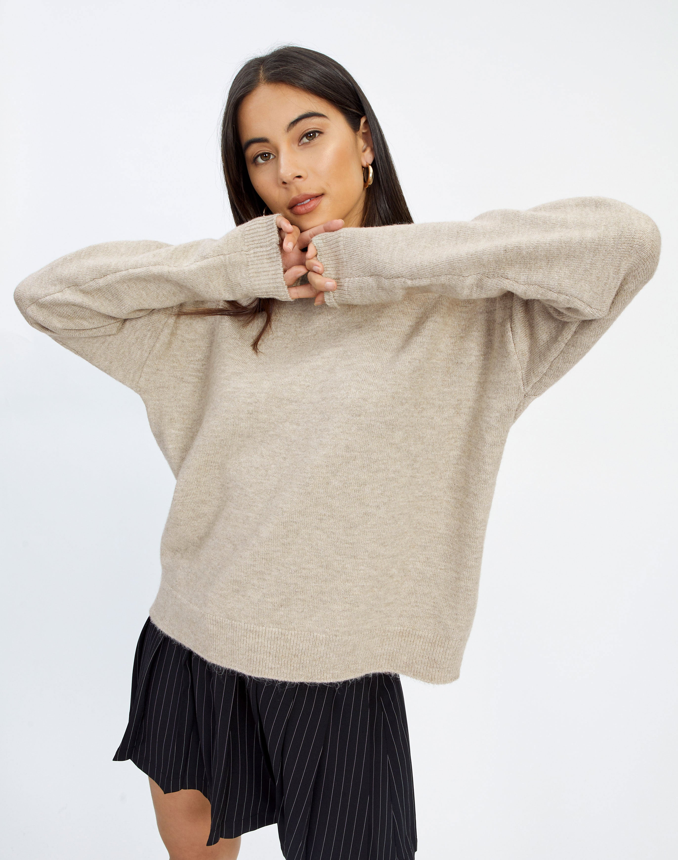 Recycled Full Length Knit Jumper in 