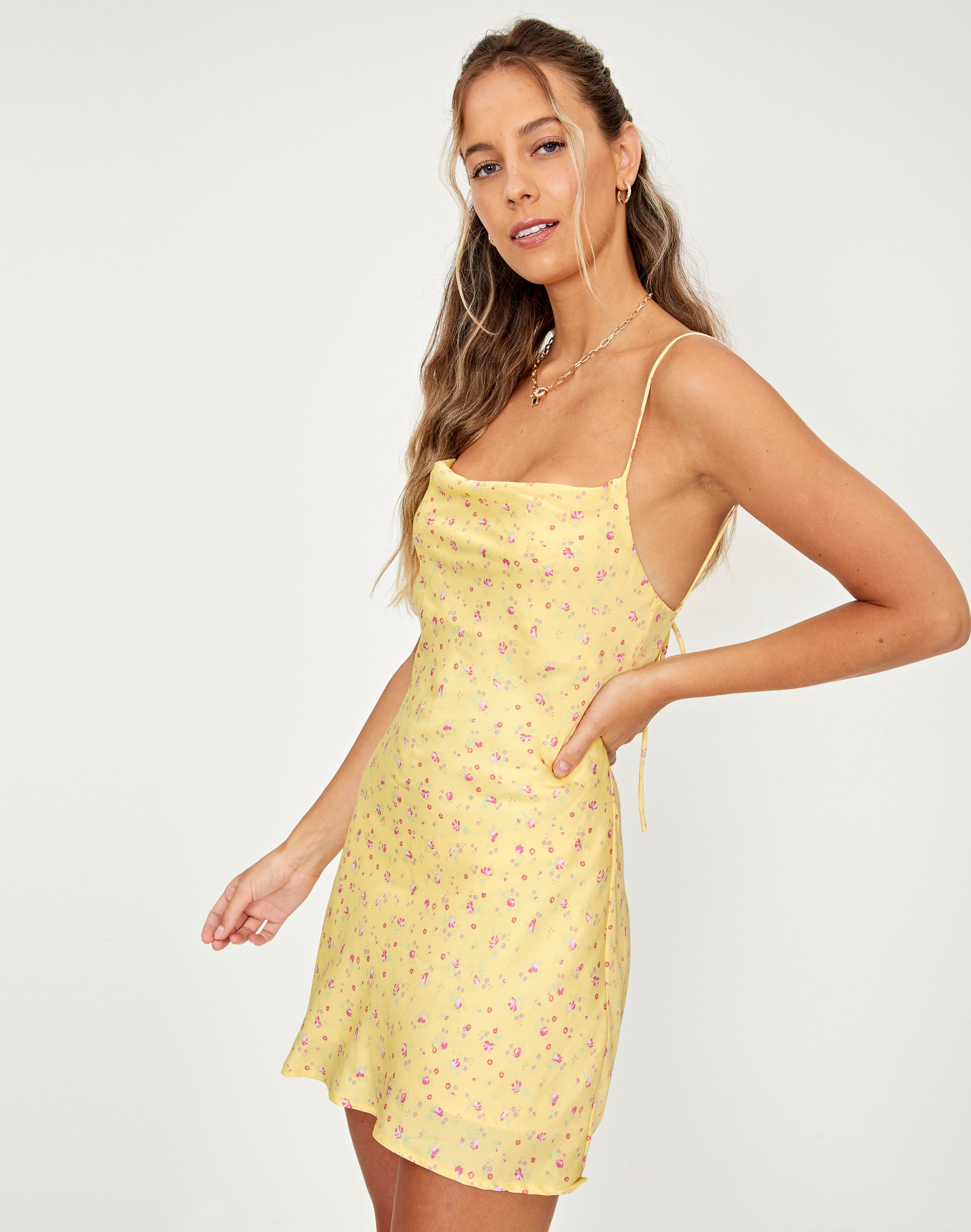 Floral Cross-back Mini Dress in Print 