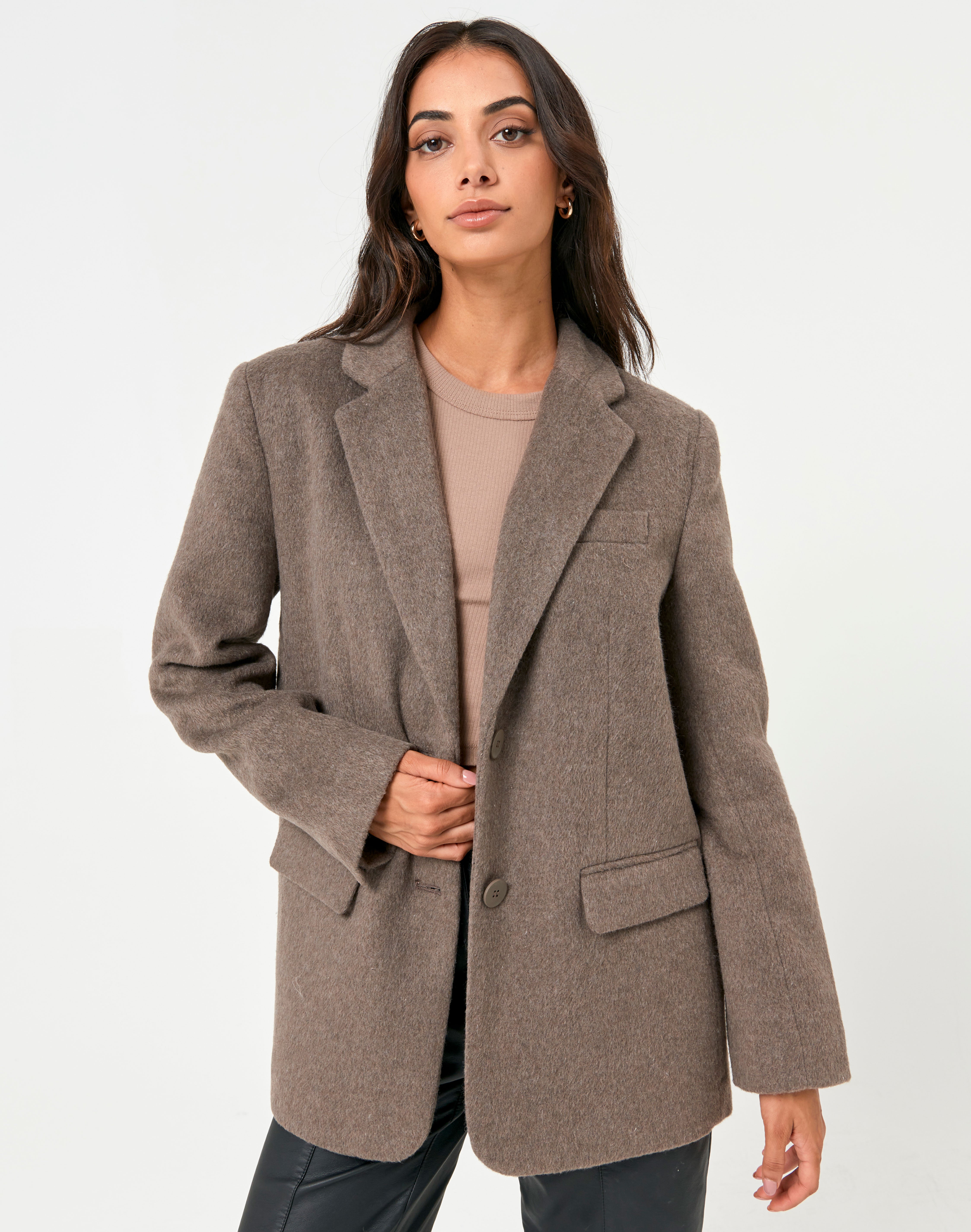 Recycled Brushed Oversized Blazer in 