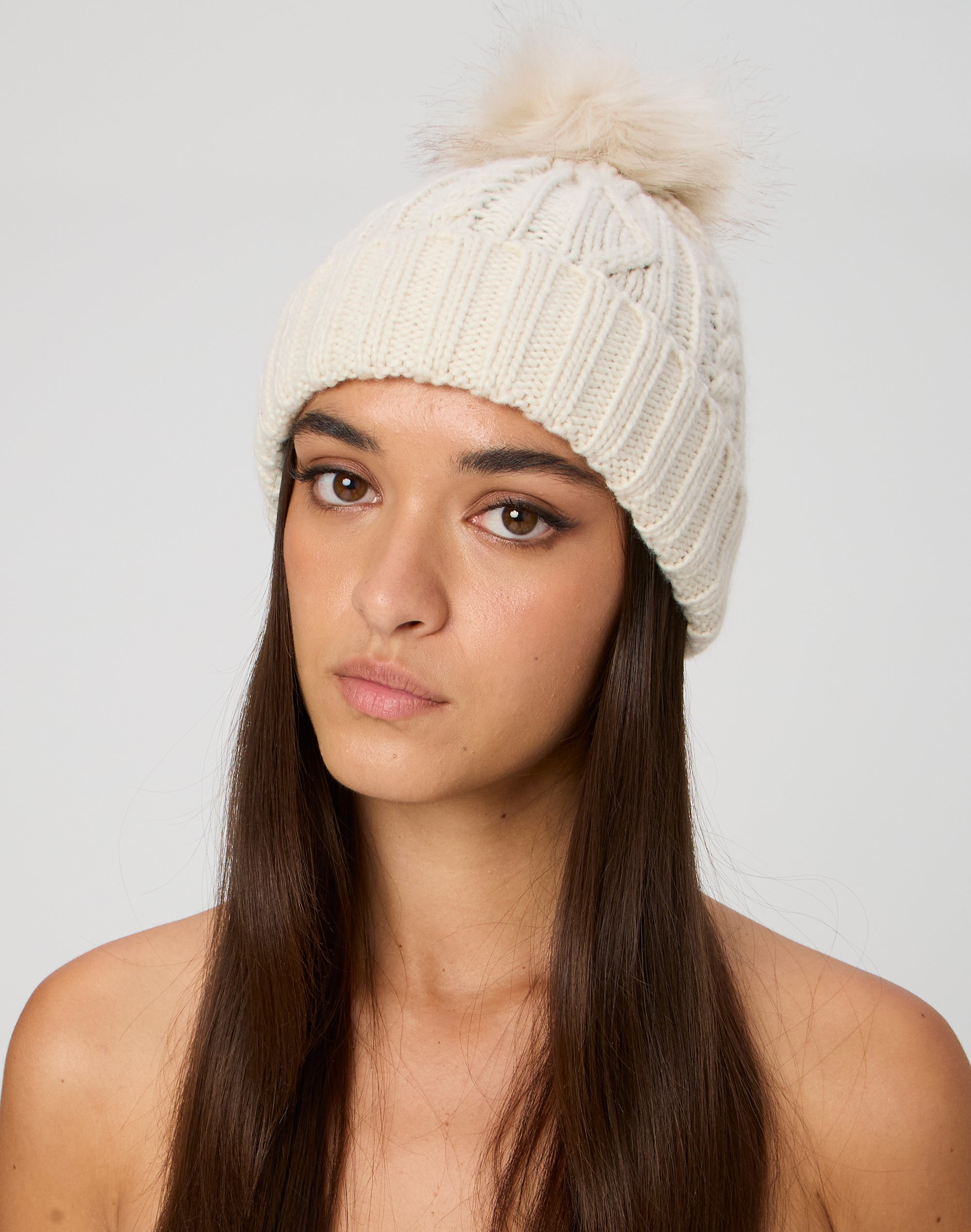 Cable Knit Wool Bobble Hat - Aran Sweaters Direct