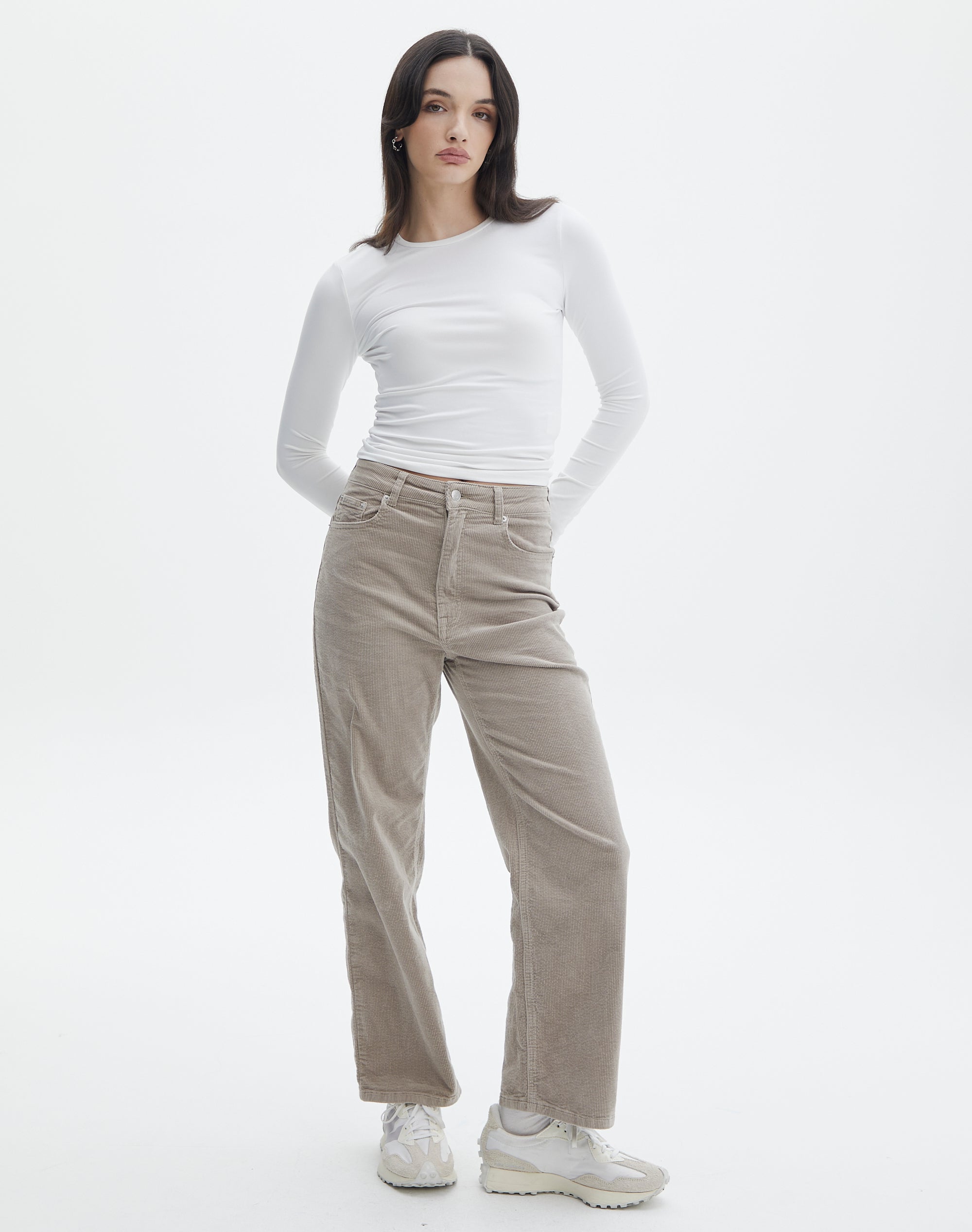 Belle Cord Full Length Pant in Pewter - Glue Store NZ