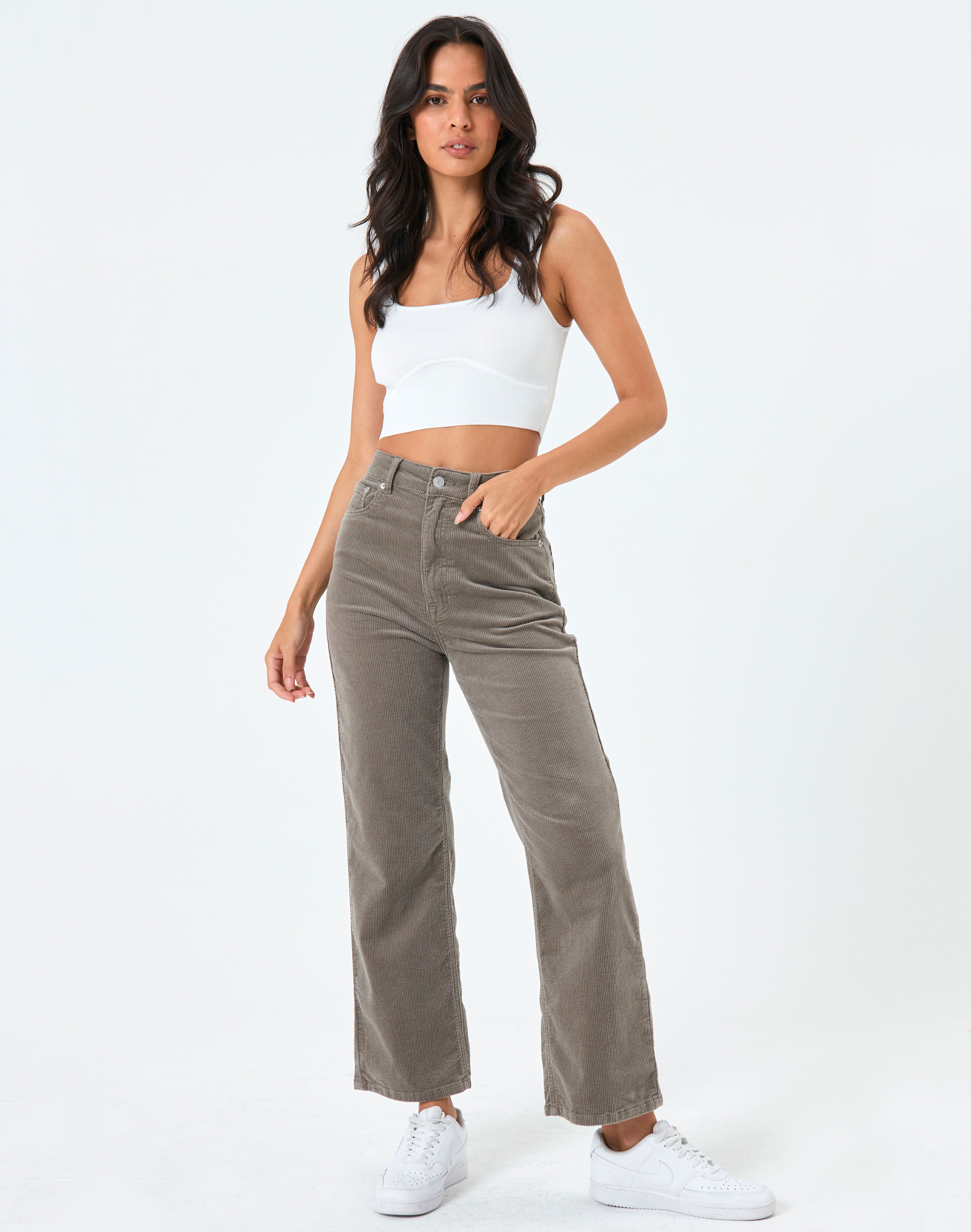 Recycled Cord High Rise Straight Leg 