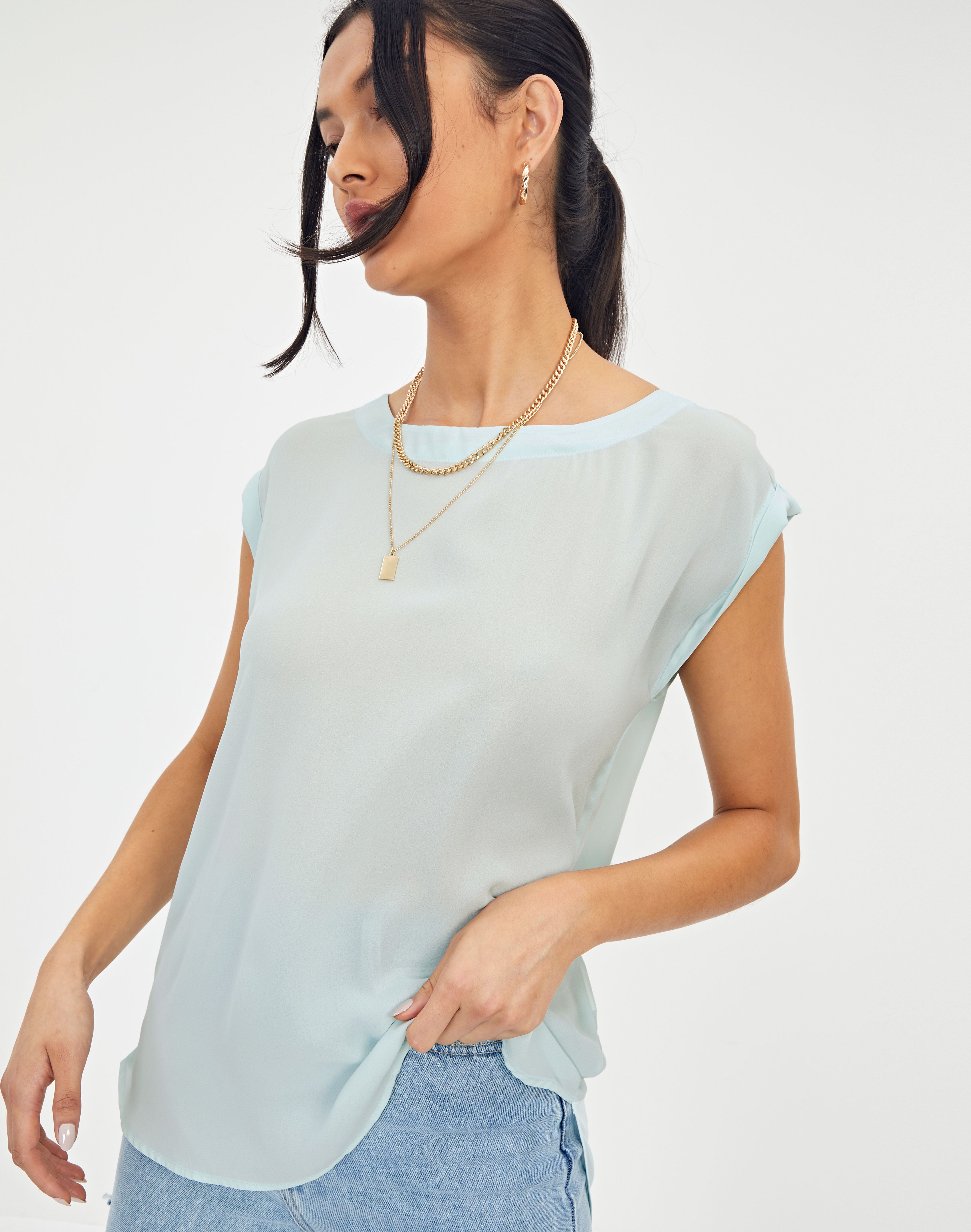 high low short sleeve tops