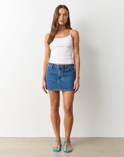 Low Rise Denim Mini Skirt