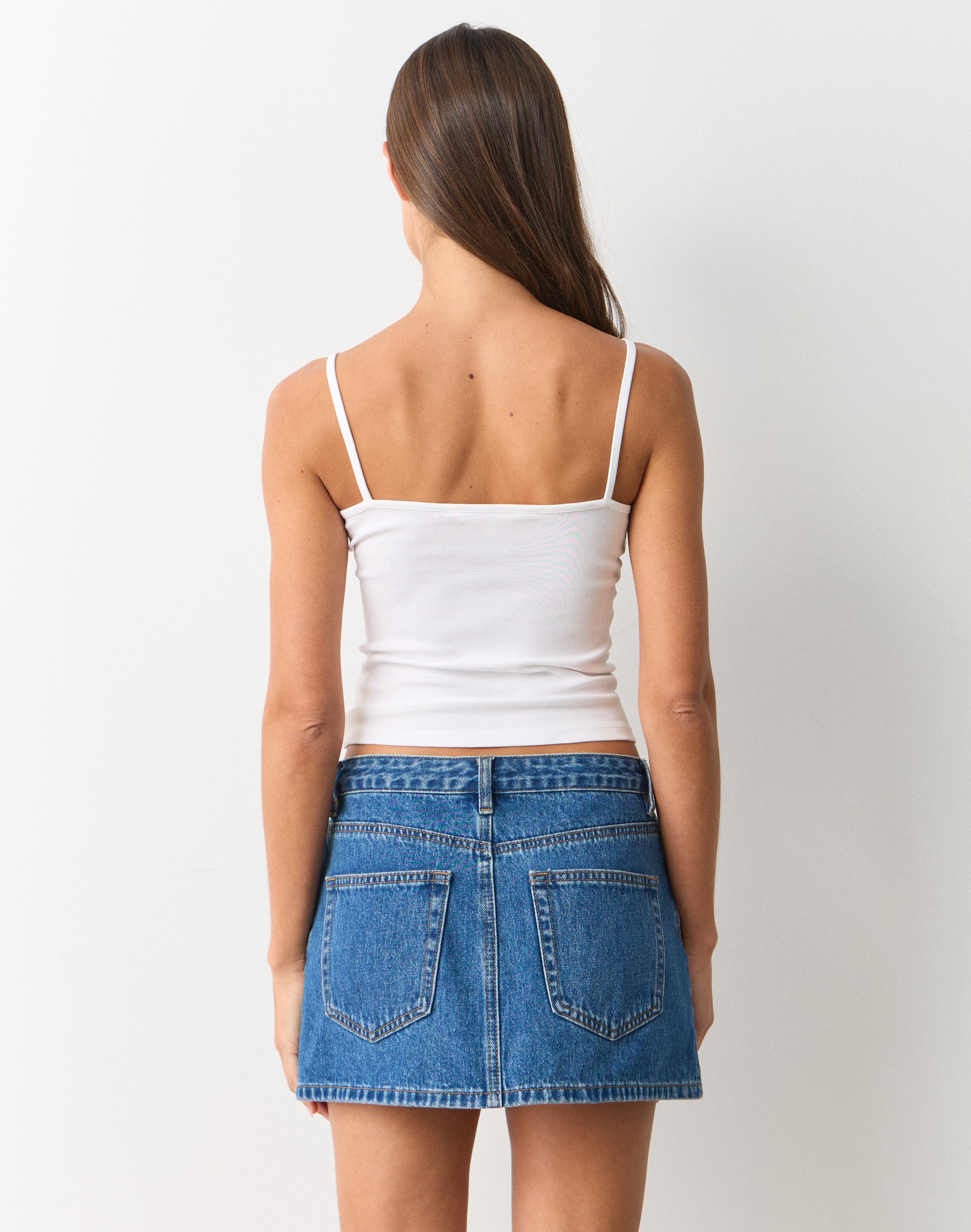 Low Rise Denim Mini Skirt in Suzy Mid Wash | Glassons US