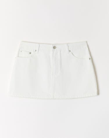Low Rise Denim Mini Skirt in Waikiki White | Glassons