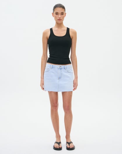 Low Rise Denim Mini Skirt