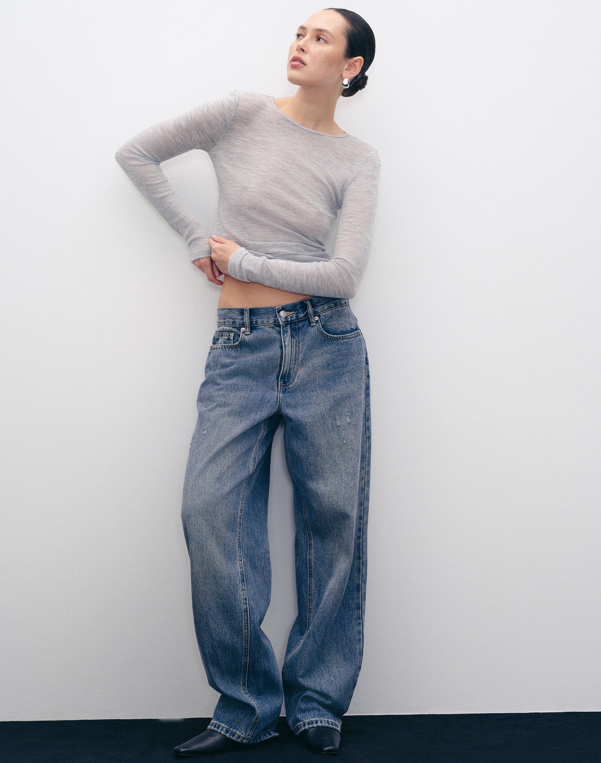 Ripped Jeans Glassons Baggy Jeans Black High Rise Wide Leg Jeans