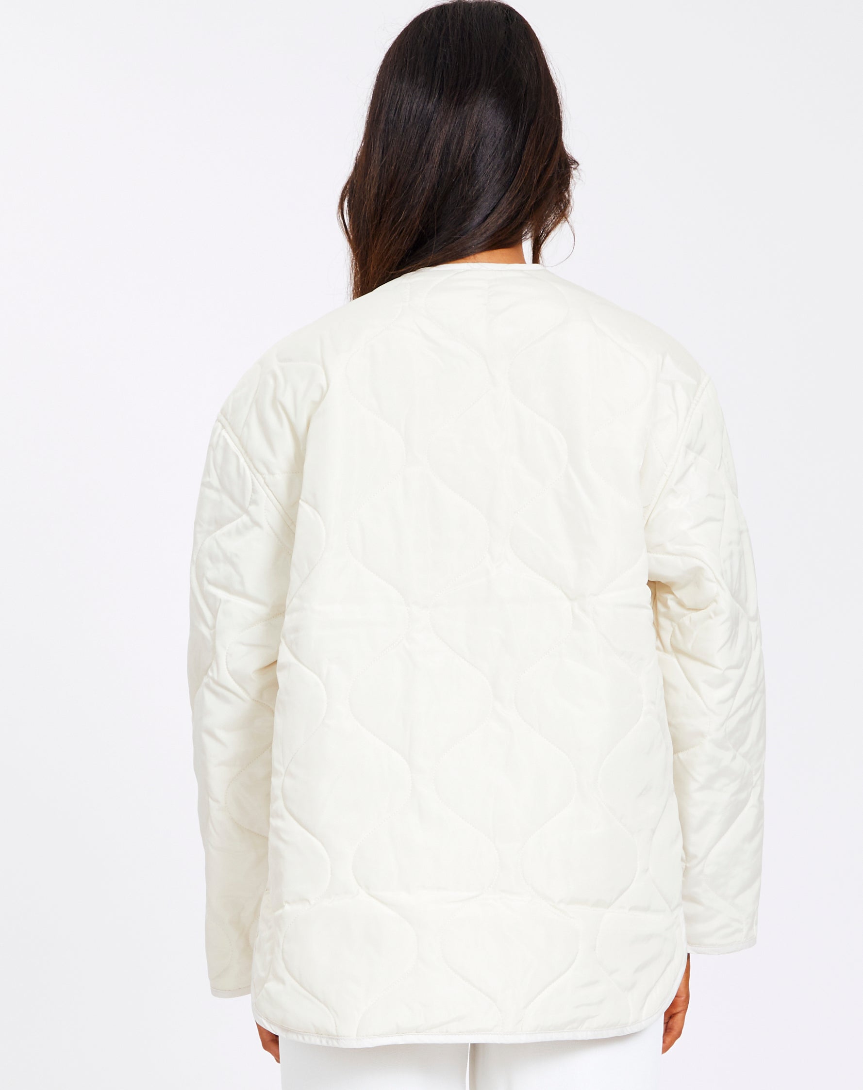Recycled Quilted Puffer Jacket in White 