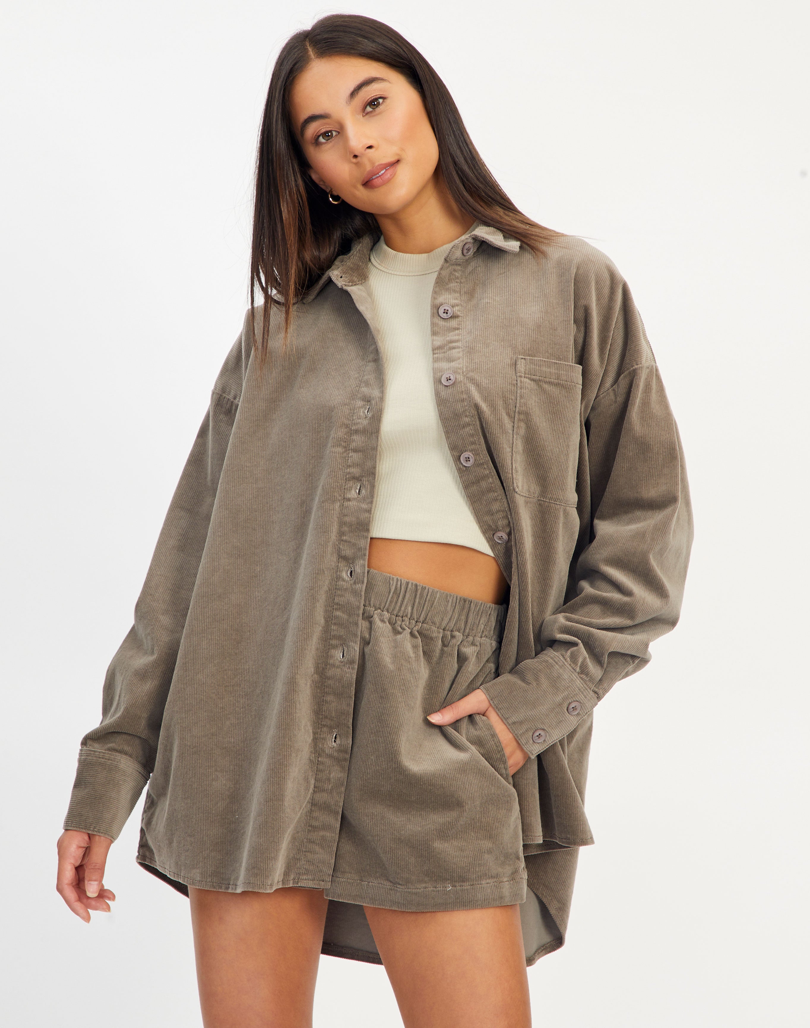Recycled Cord Long Sleeve Shirt in 