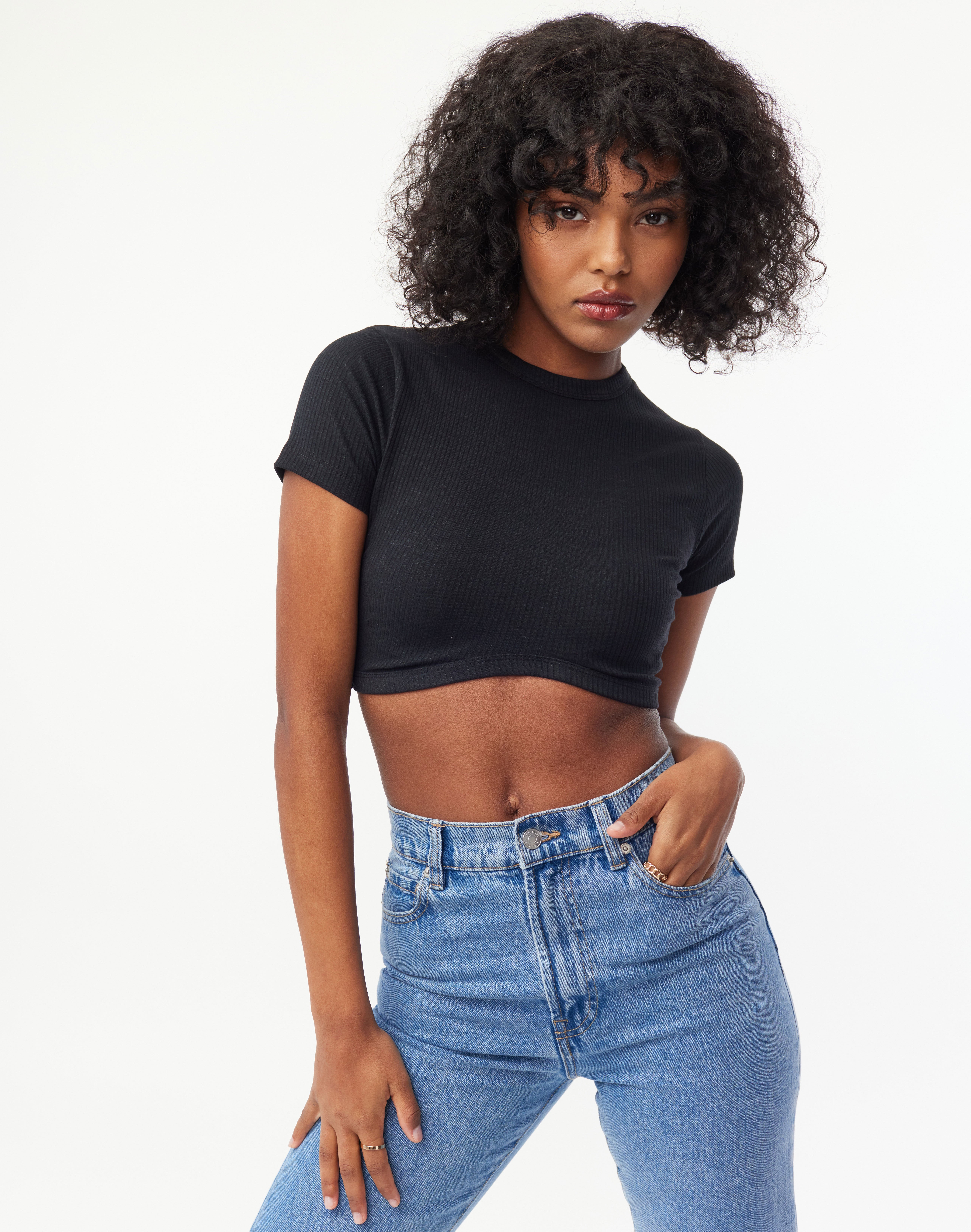 cropped ribbed tee