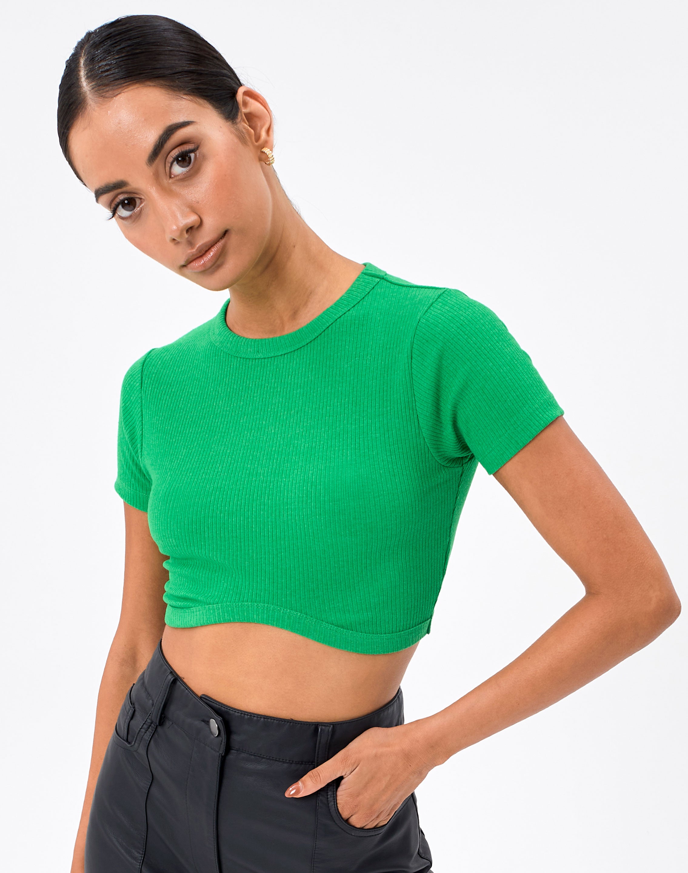 cropped ribbed tee